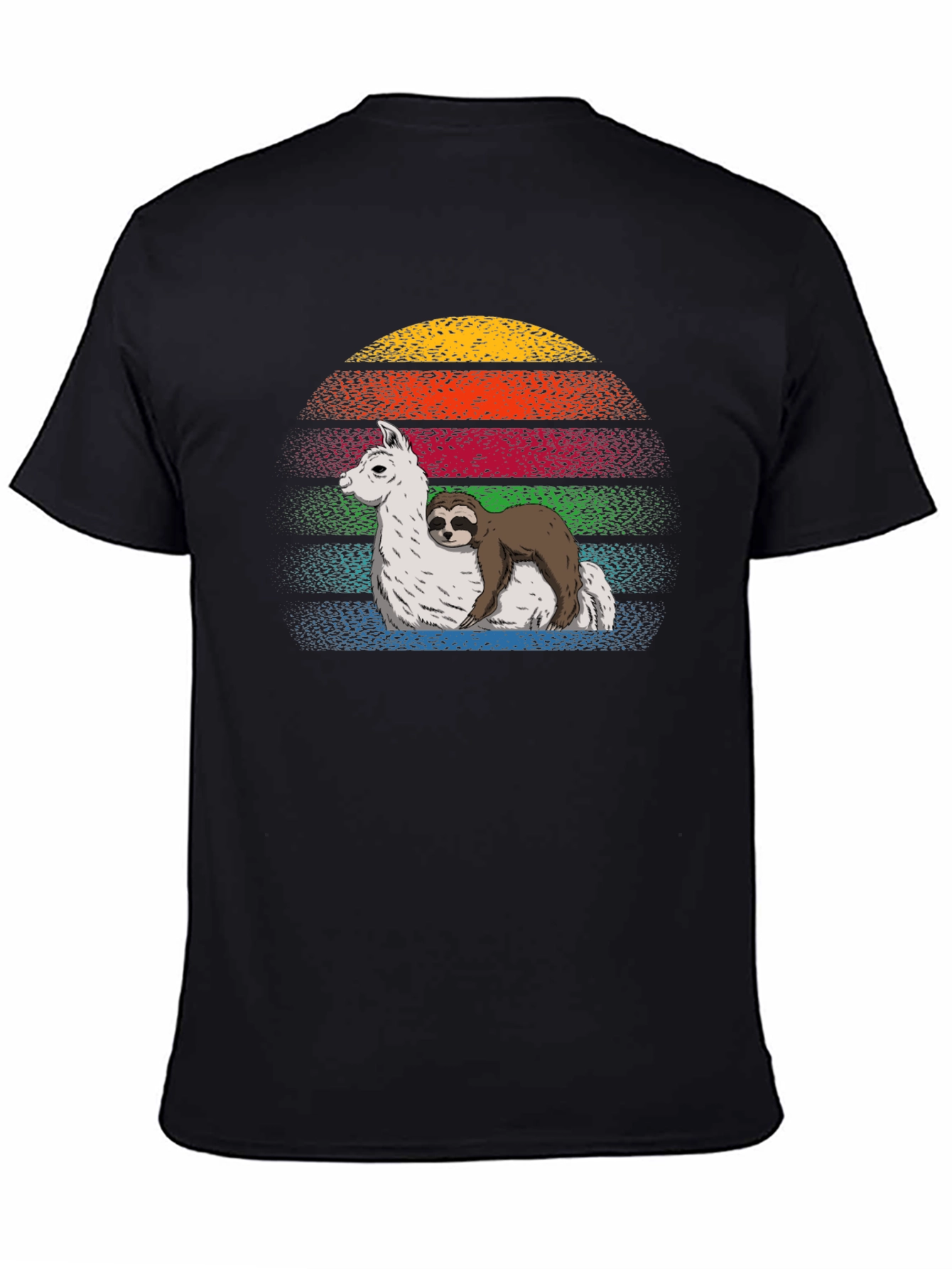 Sloth Hugging Llama Sunset Graphic Tee