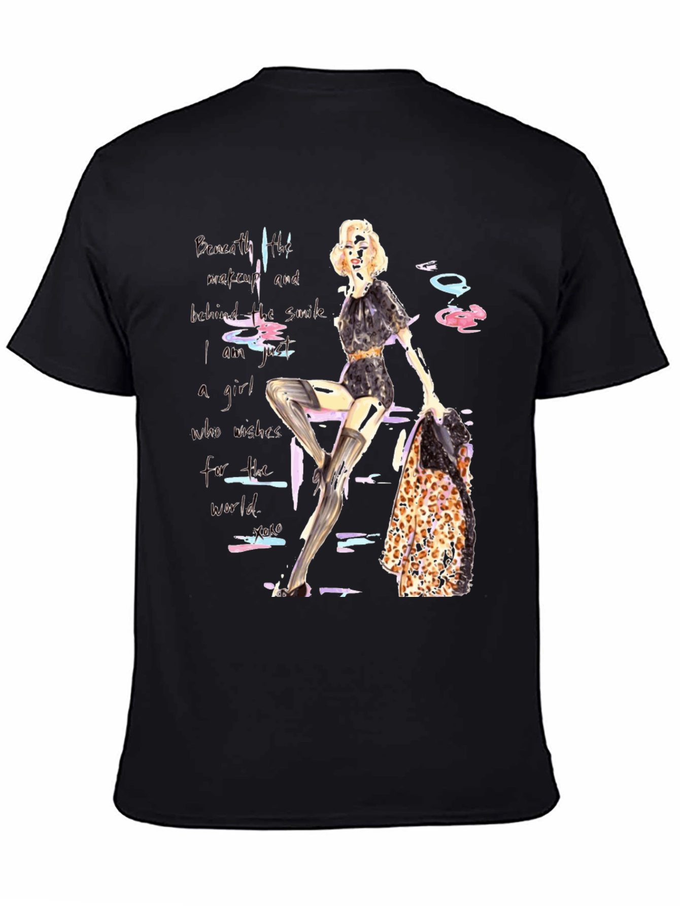 Fashion Girl Graphic Print Tee - Unisex Black T-Shirt