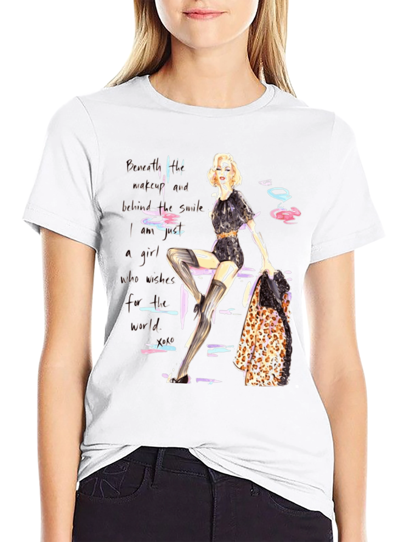 Fashion Girl Graphic Print Tee - Unisex Black T-Shirt