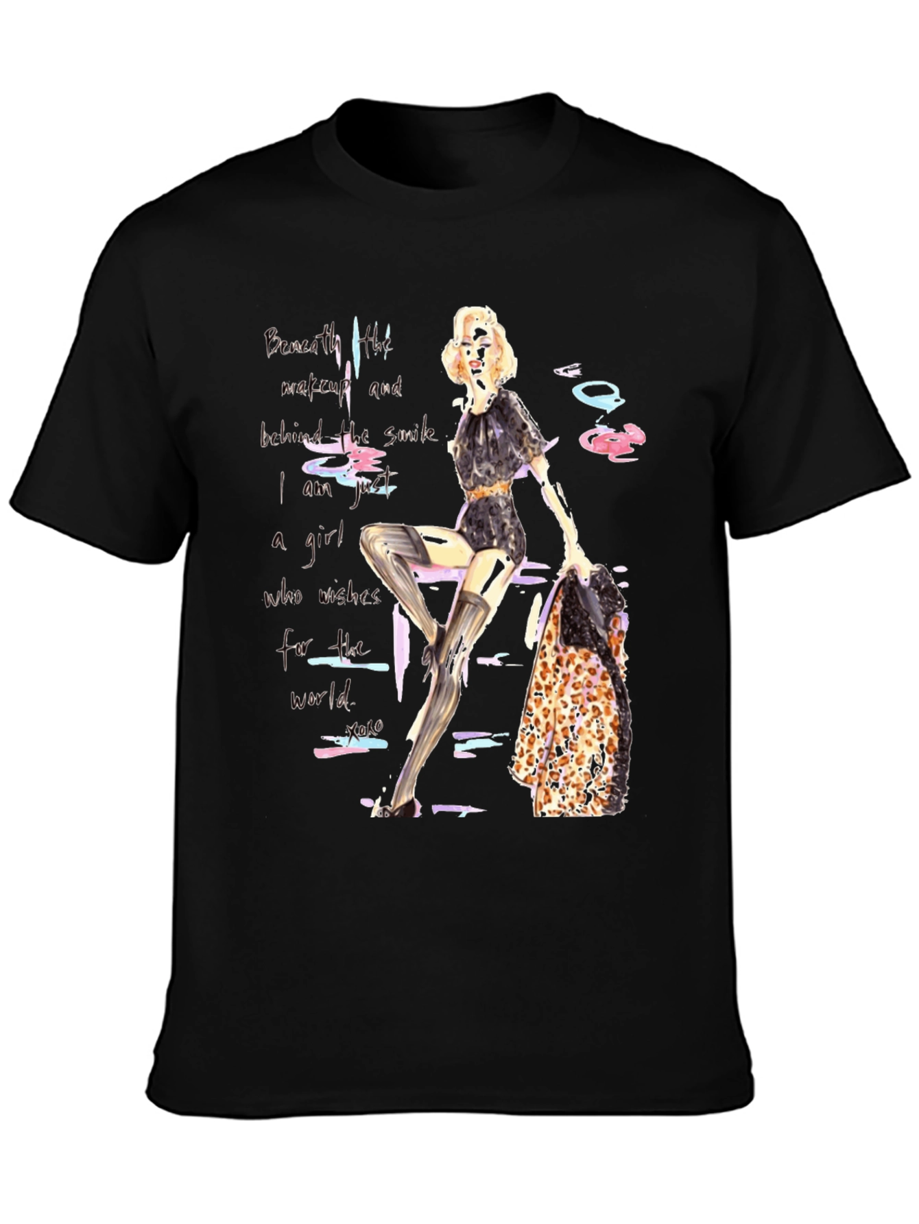 Fashion Girl Graphic Print Tee - Unisex Black T-Shirt
