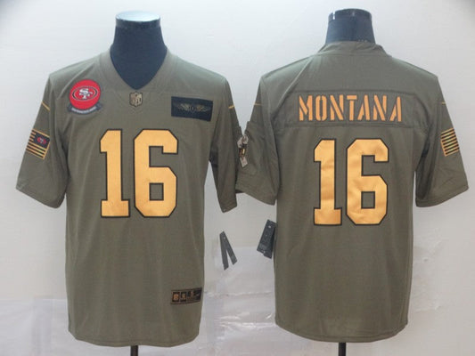 Men's San Francisco 49ers Joe Montana #16 Brown Authentic Game Jerseys