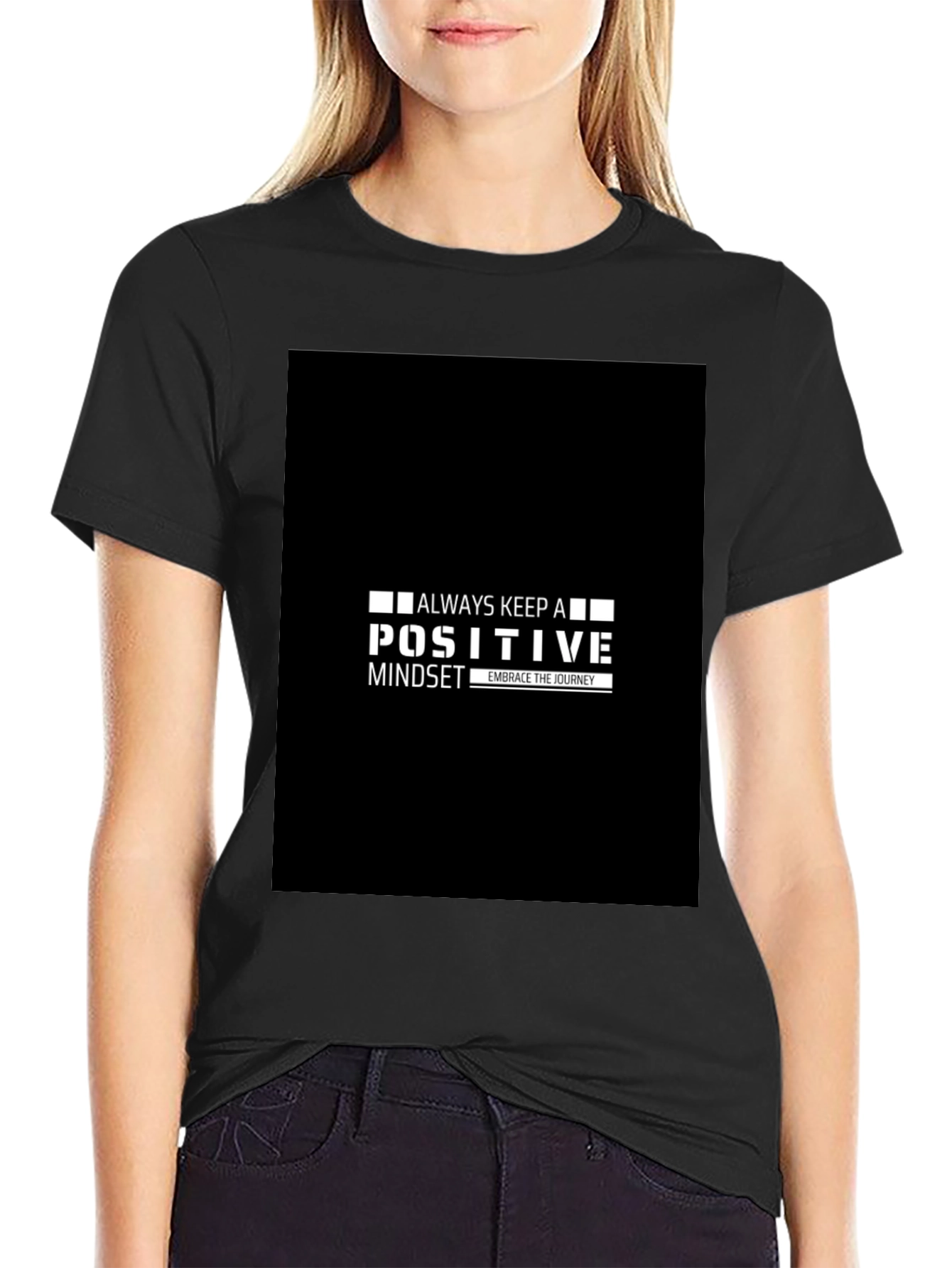 Positive Mindset Black Tee - Embrace the Journey