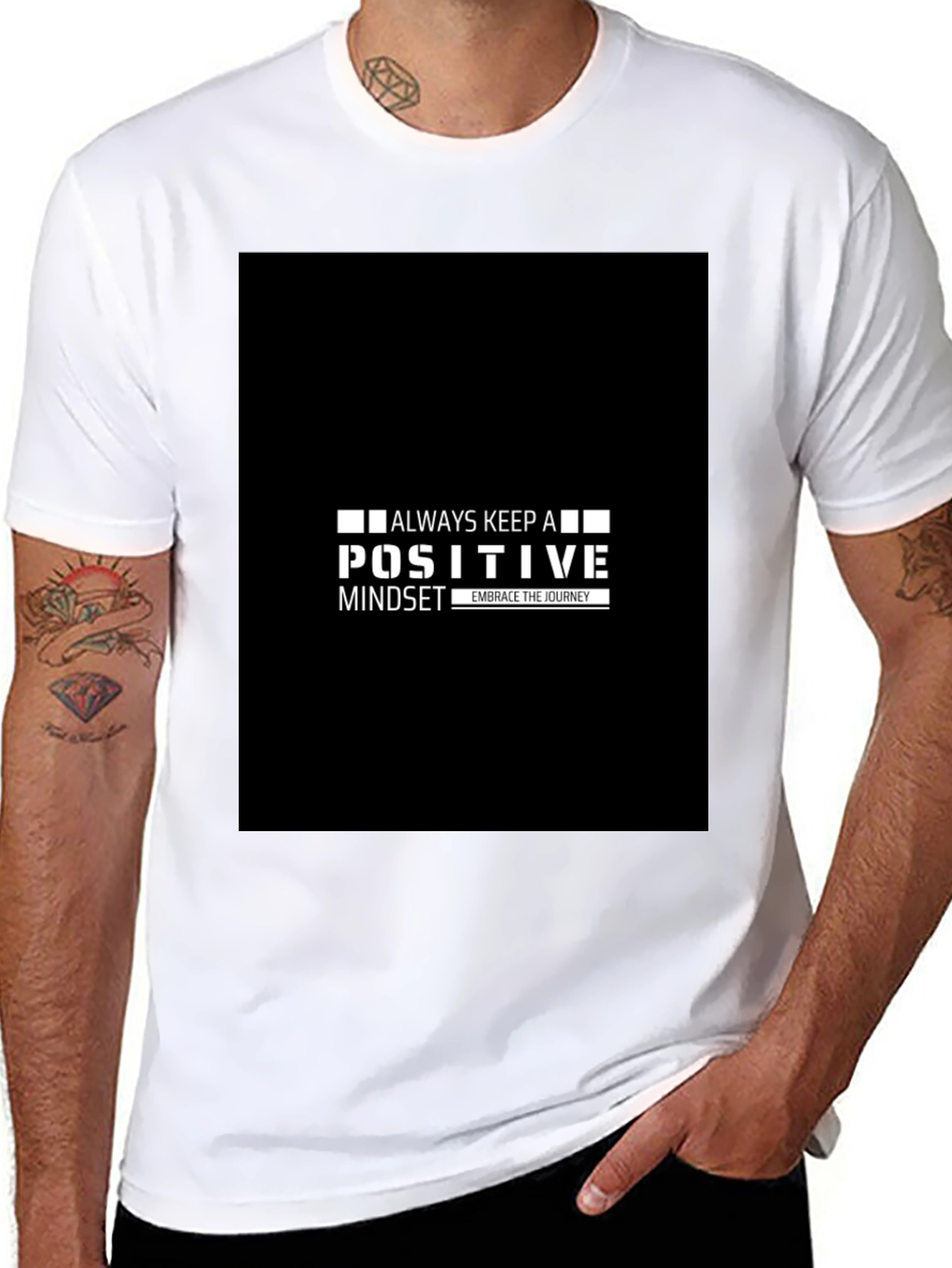 Positive Mindset Black Tee - Embrace the Journey