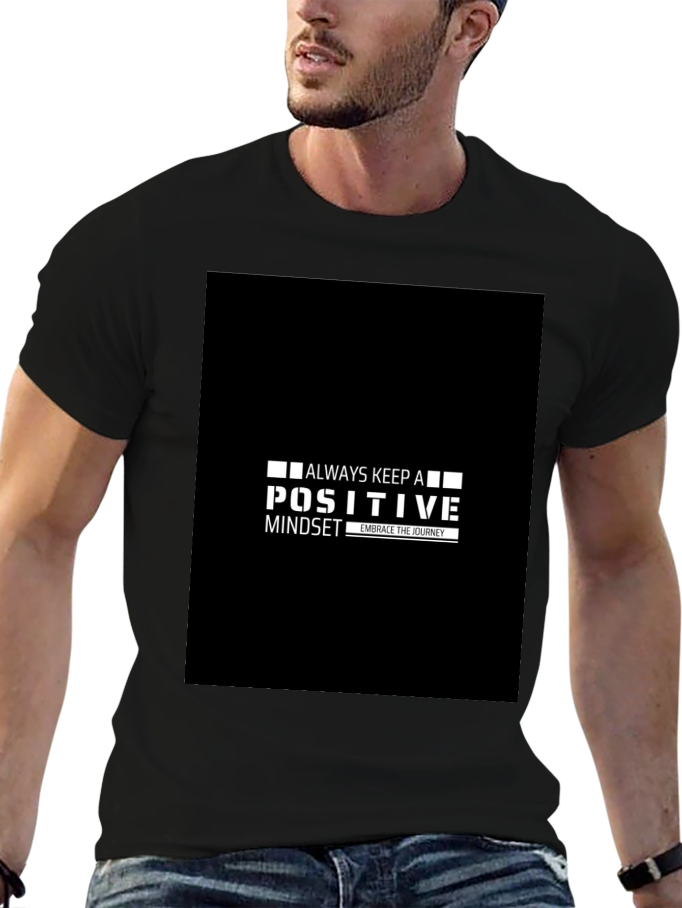 Positive Mindset Black Tee - Embrace the Journey