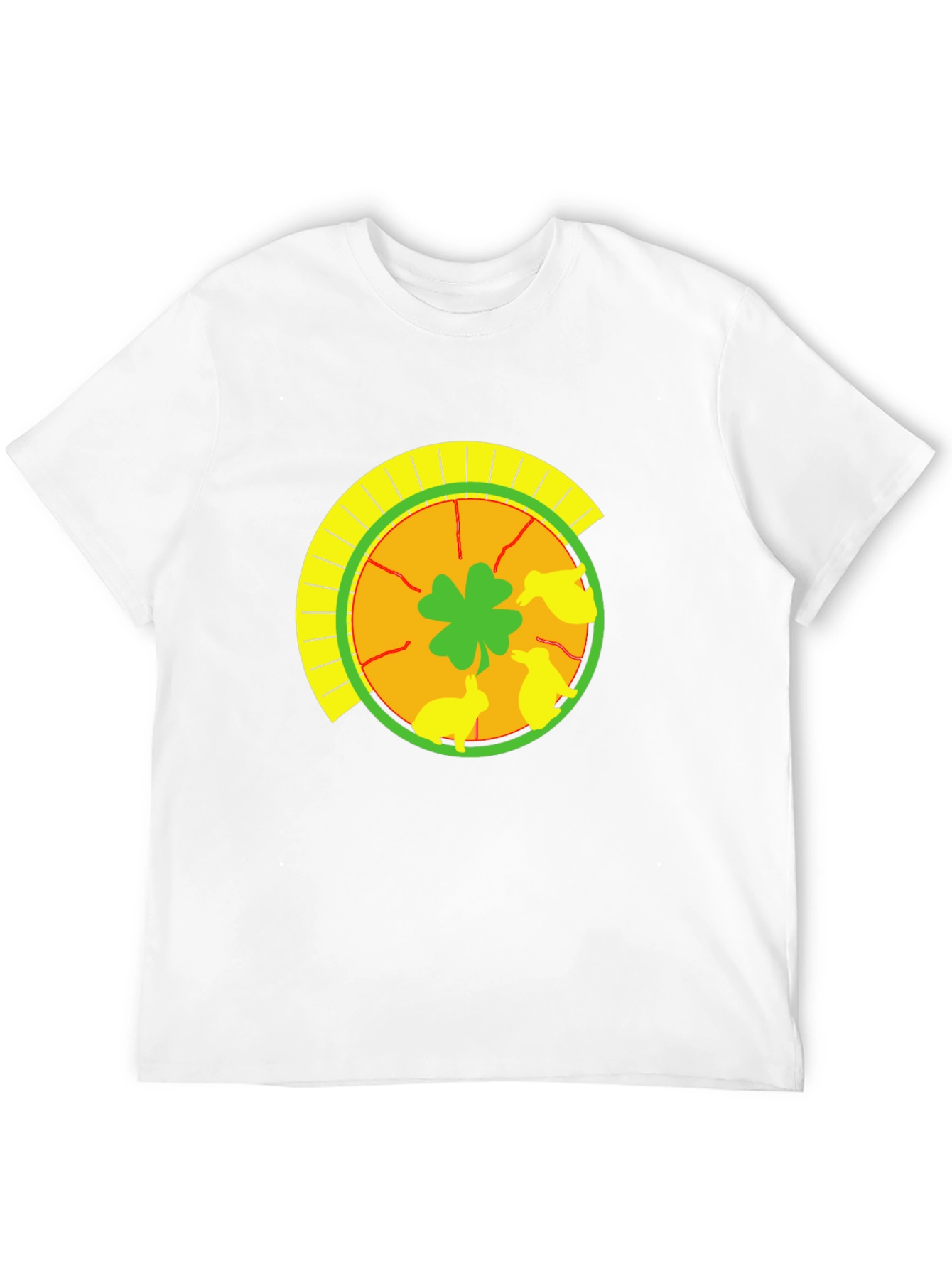 Lucky Shamrock & Rabbit Print Black T-Shirt