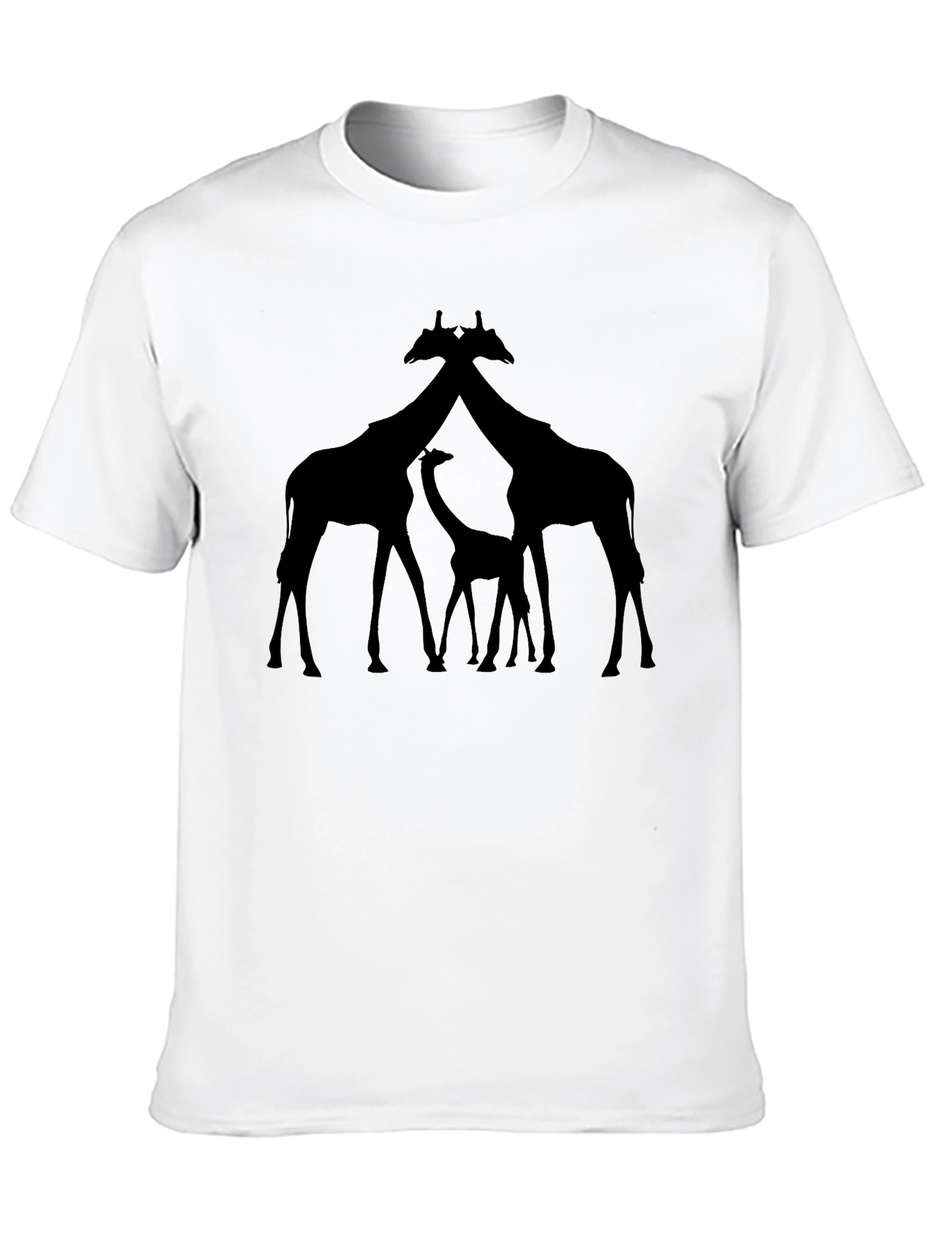 Giraffe Family Silhouette Tee - Black Graphic T-Shirt