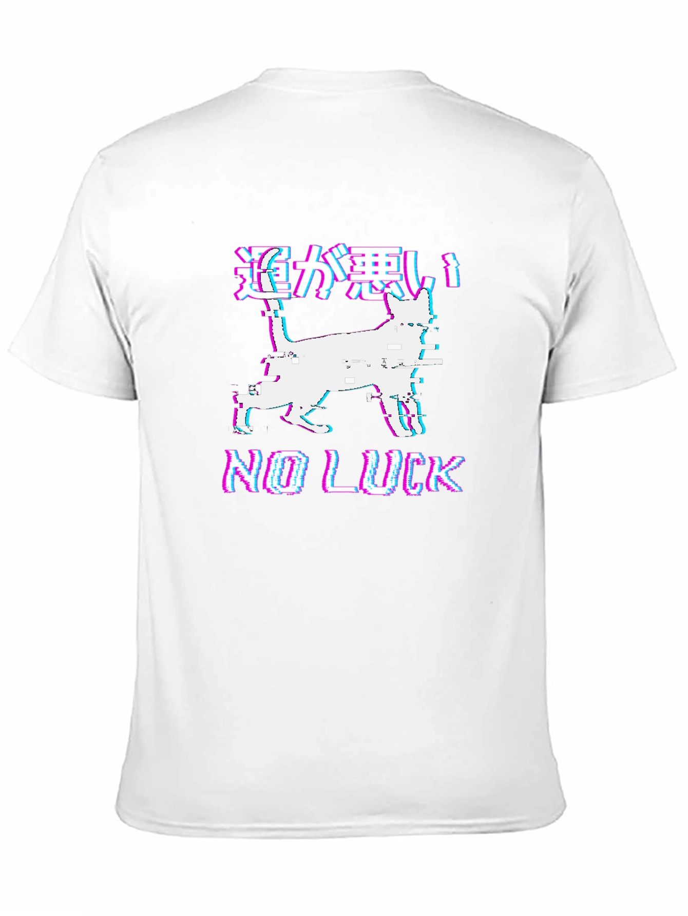 No Luck Glitch Cat Graphic Tee
