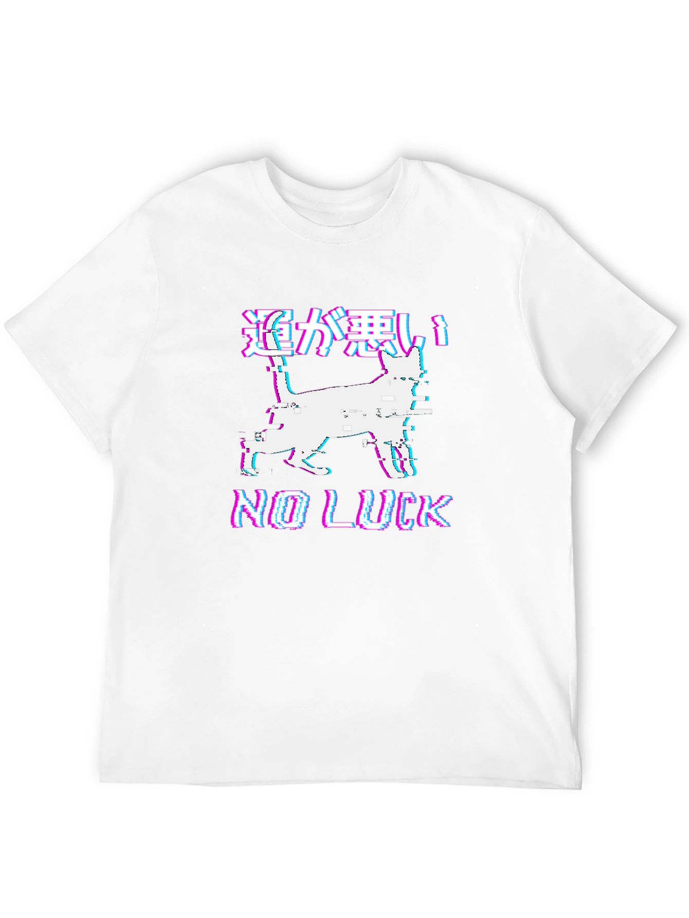 No Luck Glitch Cat Graphic Tee