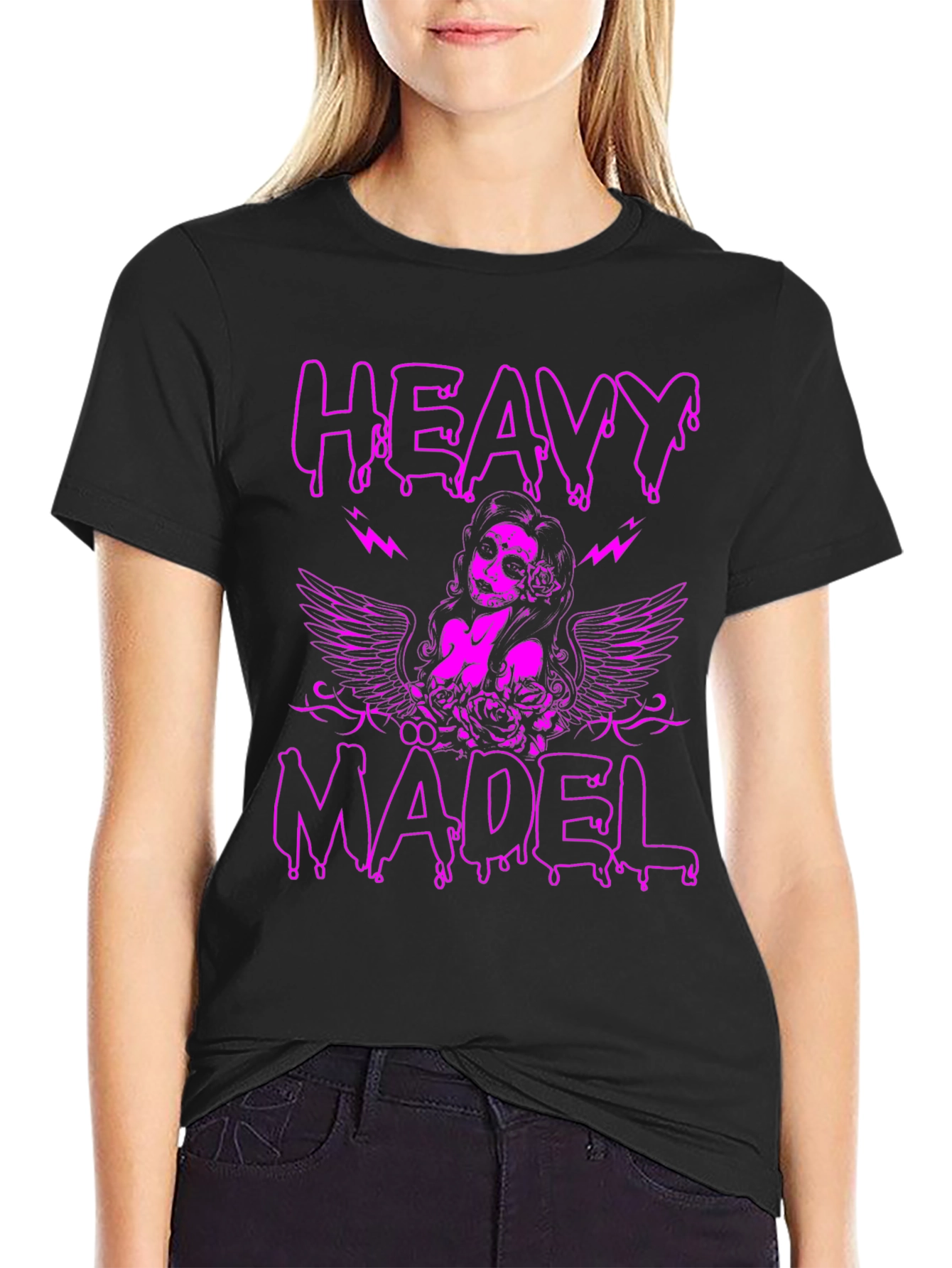 Heavy Madel Graphic Print T-Shirt - Black
