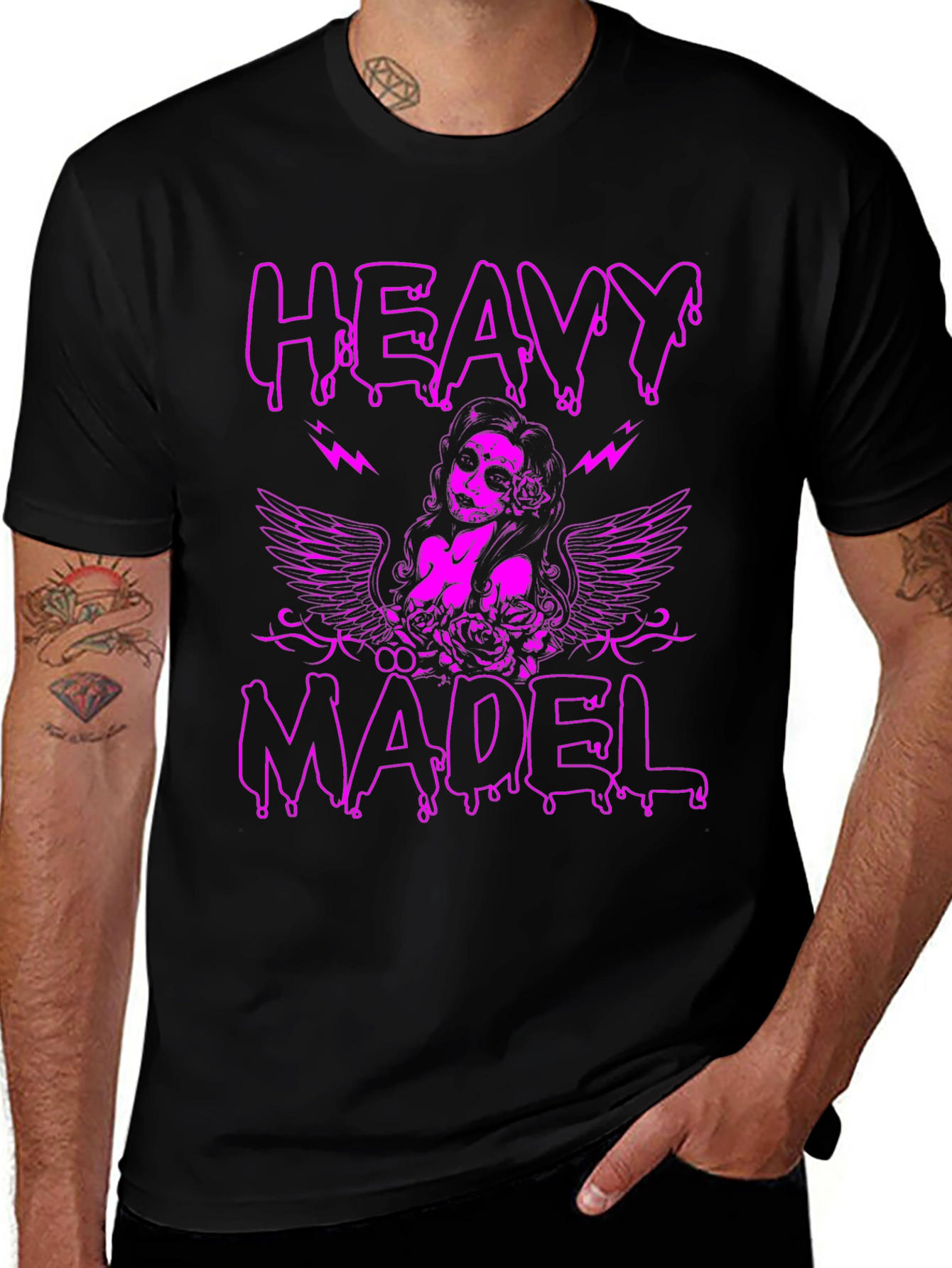 Heavy Madel Graphic Print T-Shirt - Black