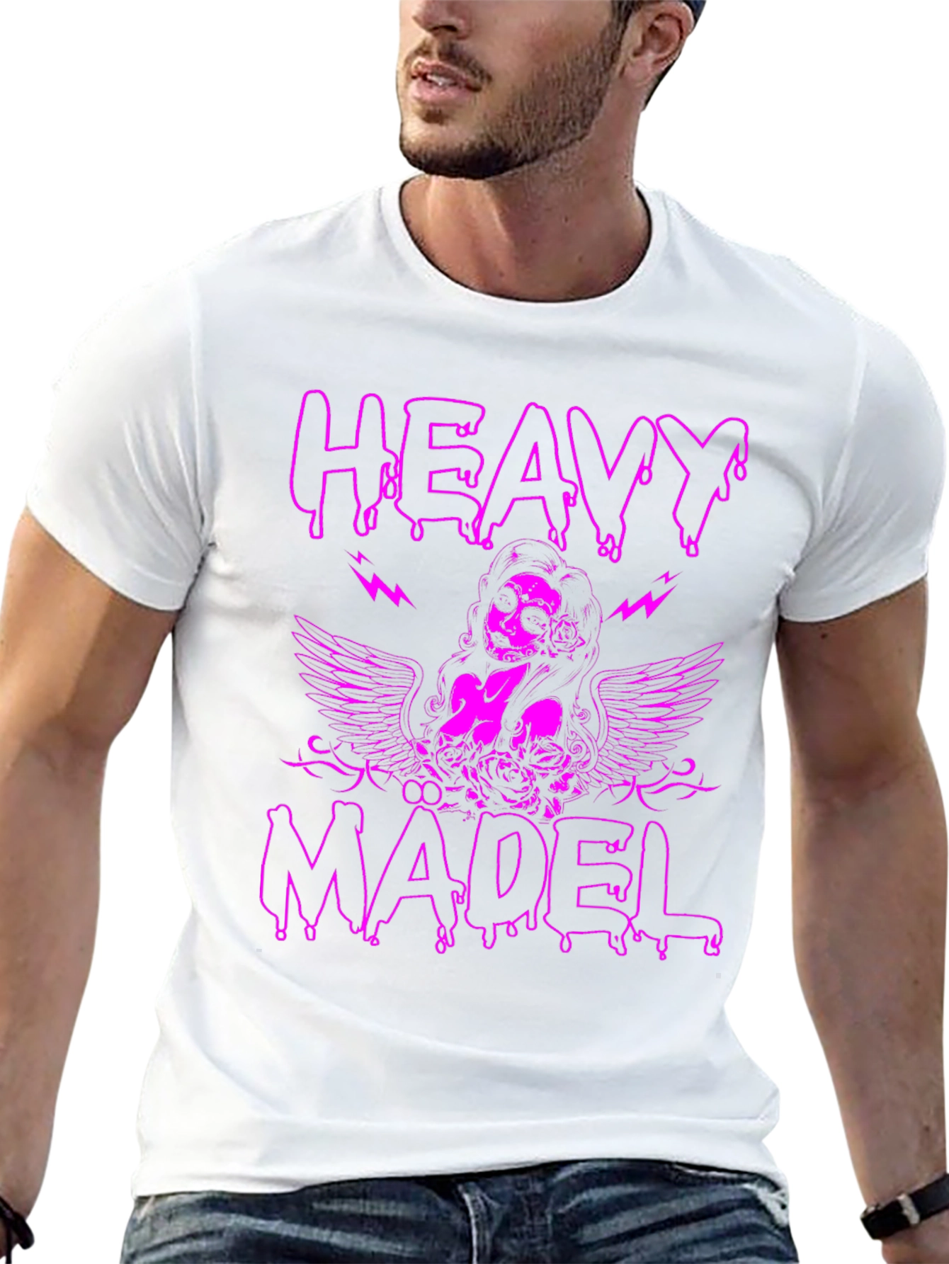 Heavy Madel Graphic Print T-Shirt - Black