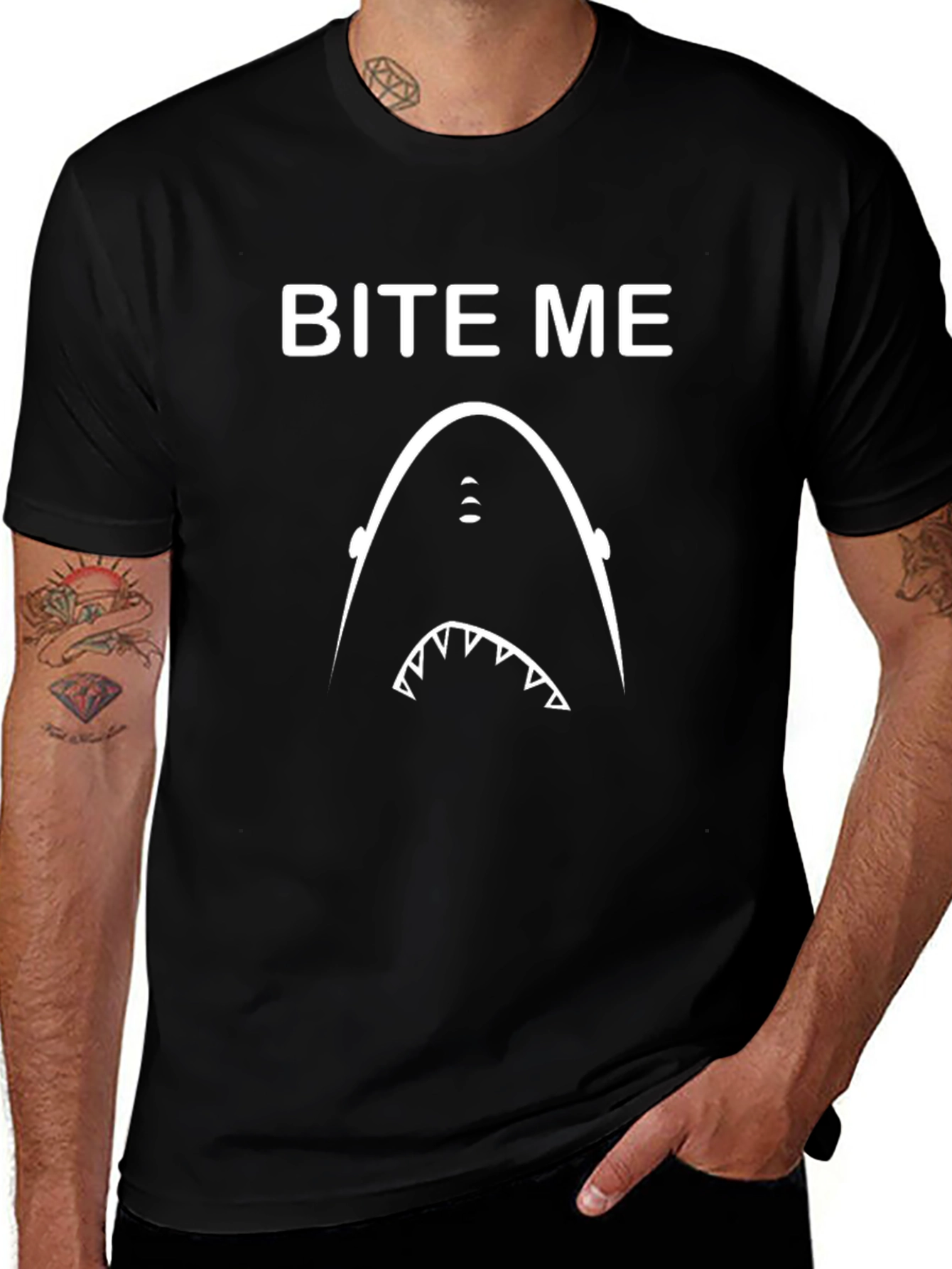Bite Me Shark T-Shirt - Graphic Print Tee