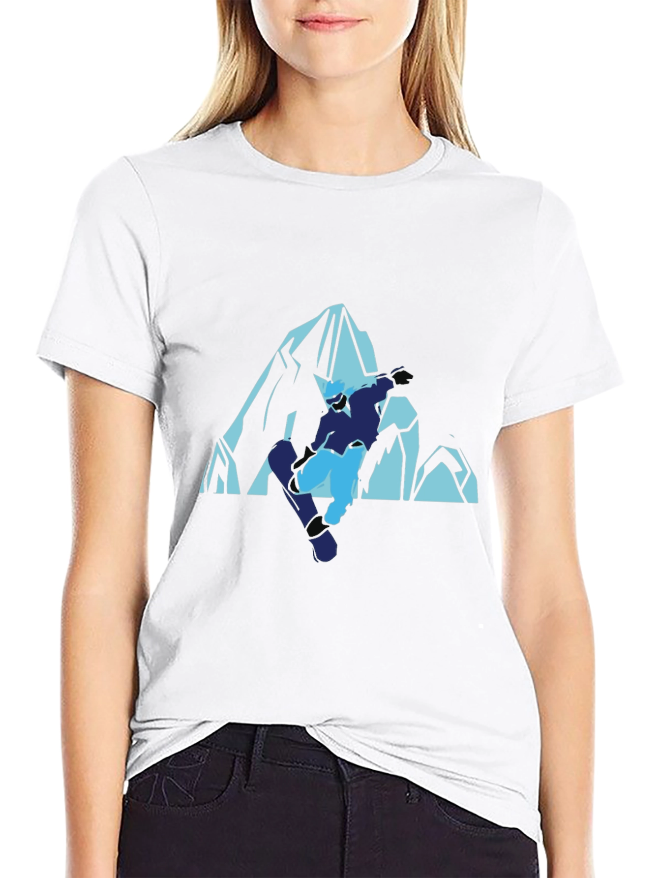 Cool Mountain Snowboarder Graphic T-Shirt