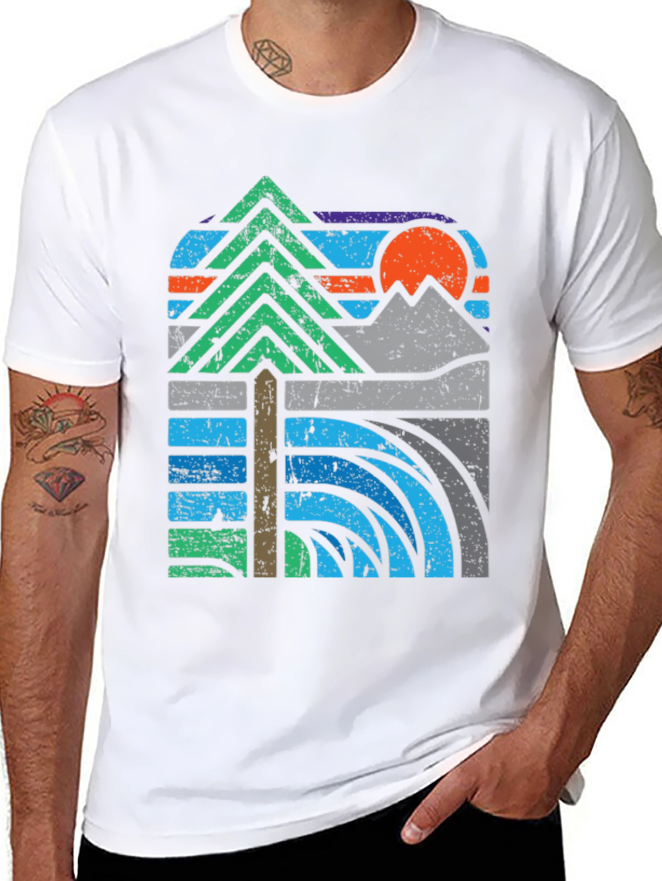 Nature Graphic Tee - Mountain Sunset Design