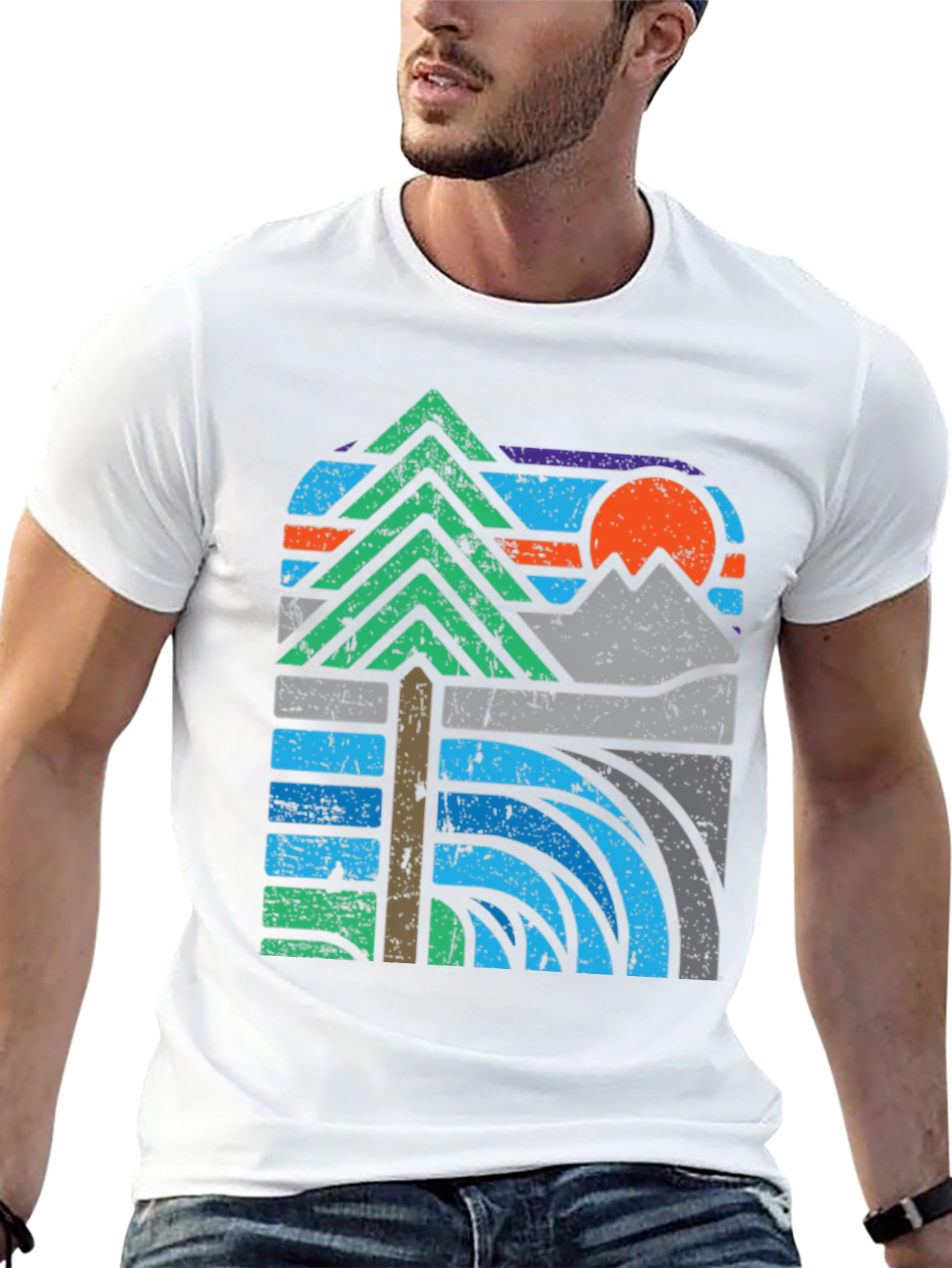 Nature Graphic Tee - Mountain Sunset Design