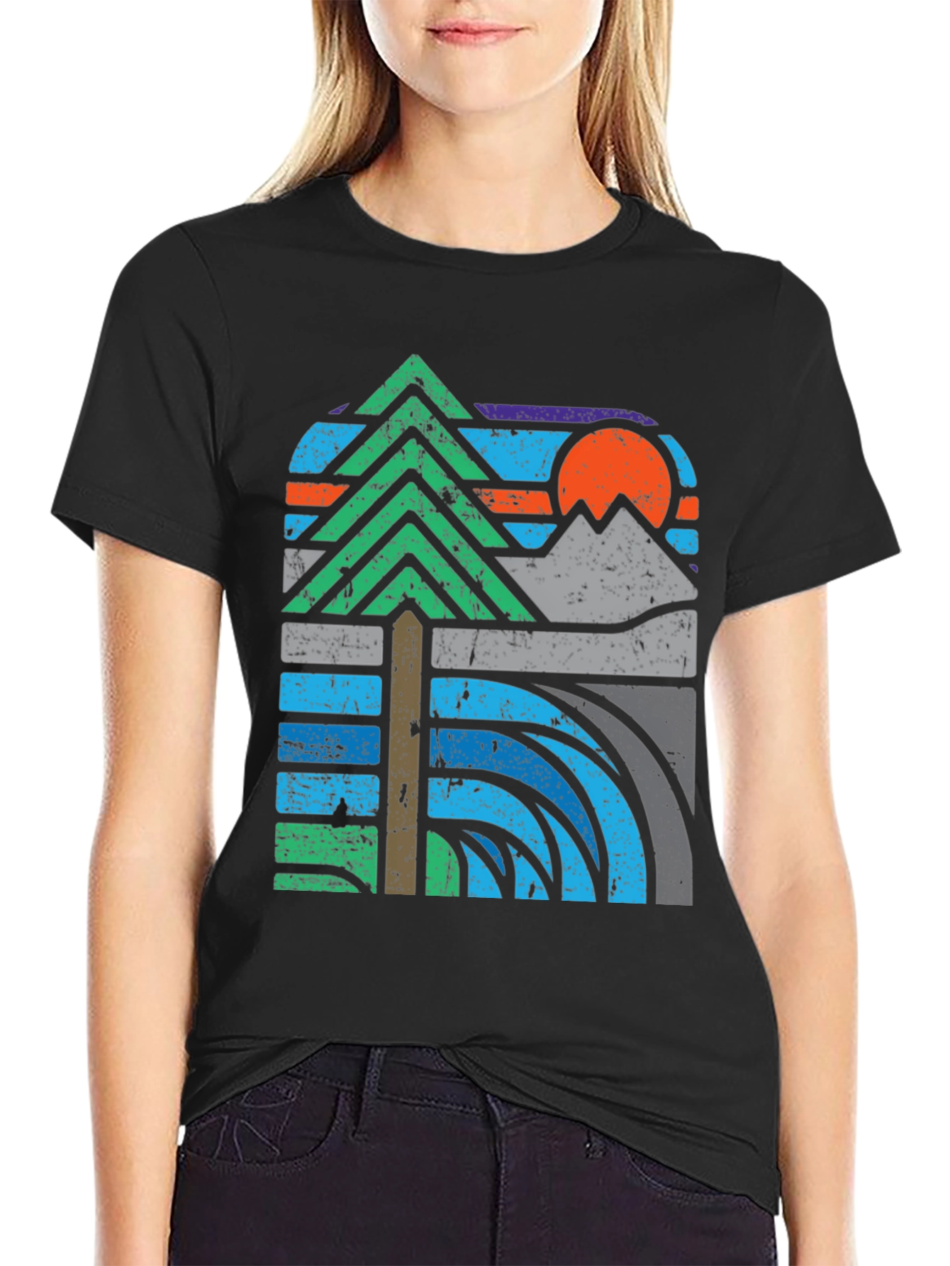 Nature Graphic Tee - Mountain Sunset Design