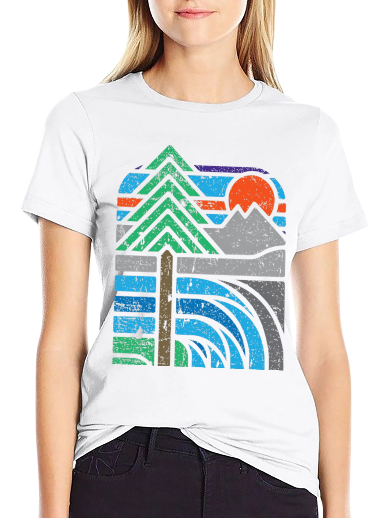 Nature Graphic Tee - Mountain Sunset Design