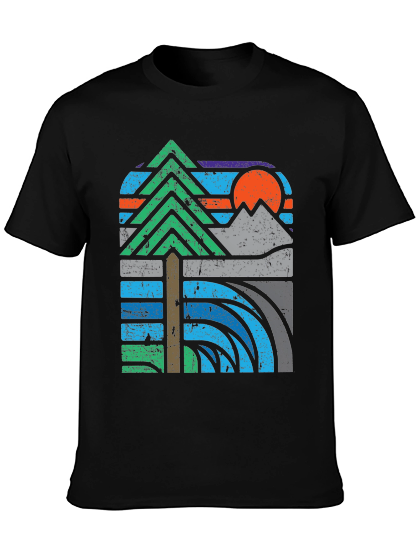 Nature Graphic Tee - Mountain Sunset Design