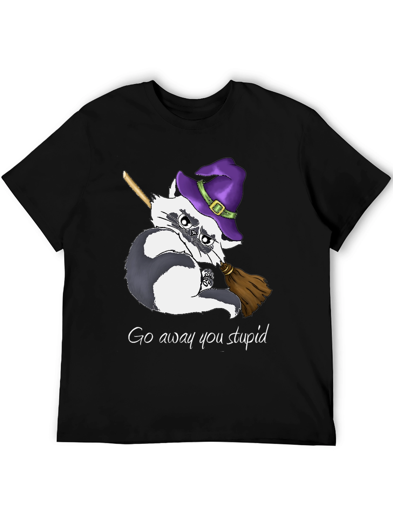 Witch Raccoon T-Shirt - Go Away You Stupid