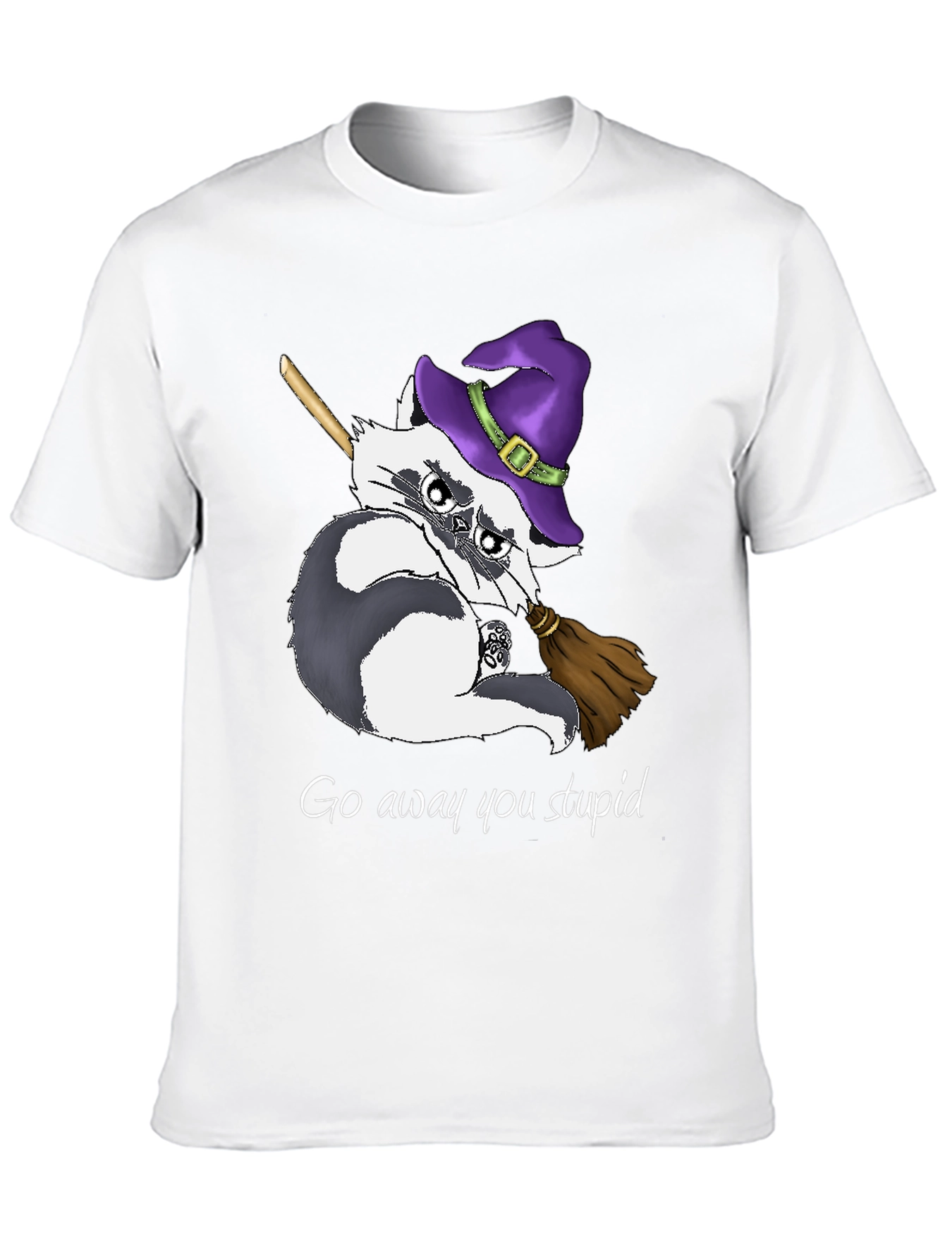 Witch Raccoon T-Shirt - Go Away You Stupid