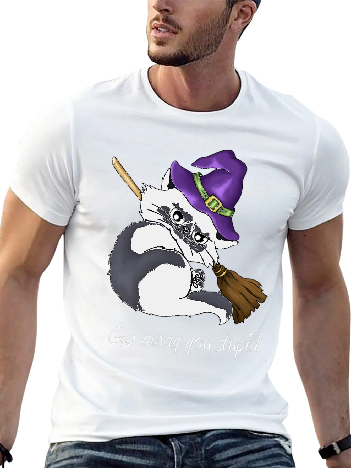 Witch Raccoon T-Shirt - Go Away You Stupid