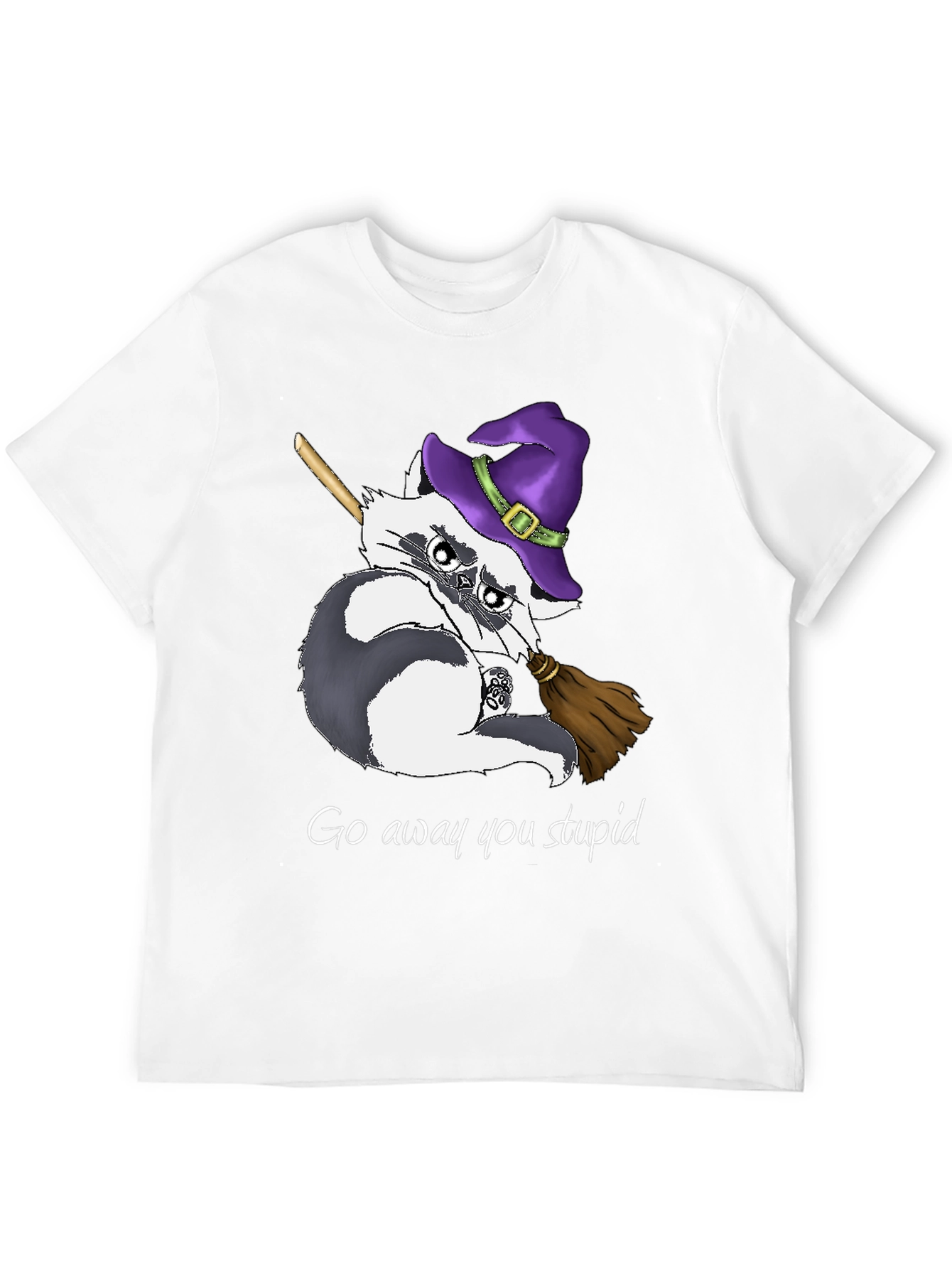 Witch Raccoon T-Shirt - Go Away You Stupid