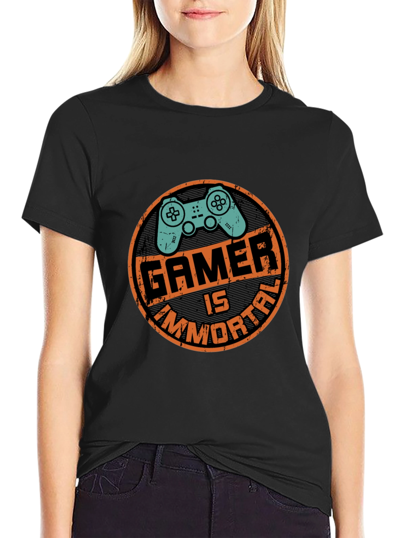 Gamer Is Immortal Black Graphic Tee