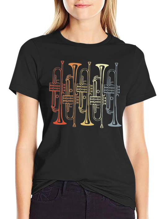 Retro Trumpet Graphic T-Shirt - Vintage Musical Style