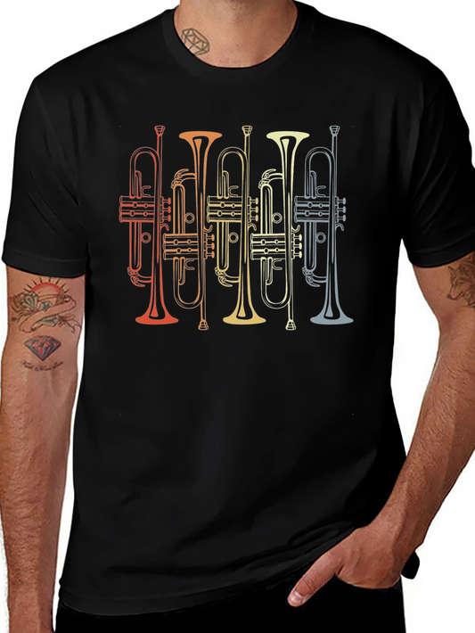 Retro Trumpet Graphic T-Shirt - Vintage Musical Style