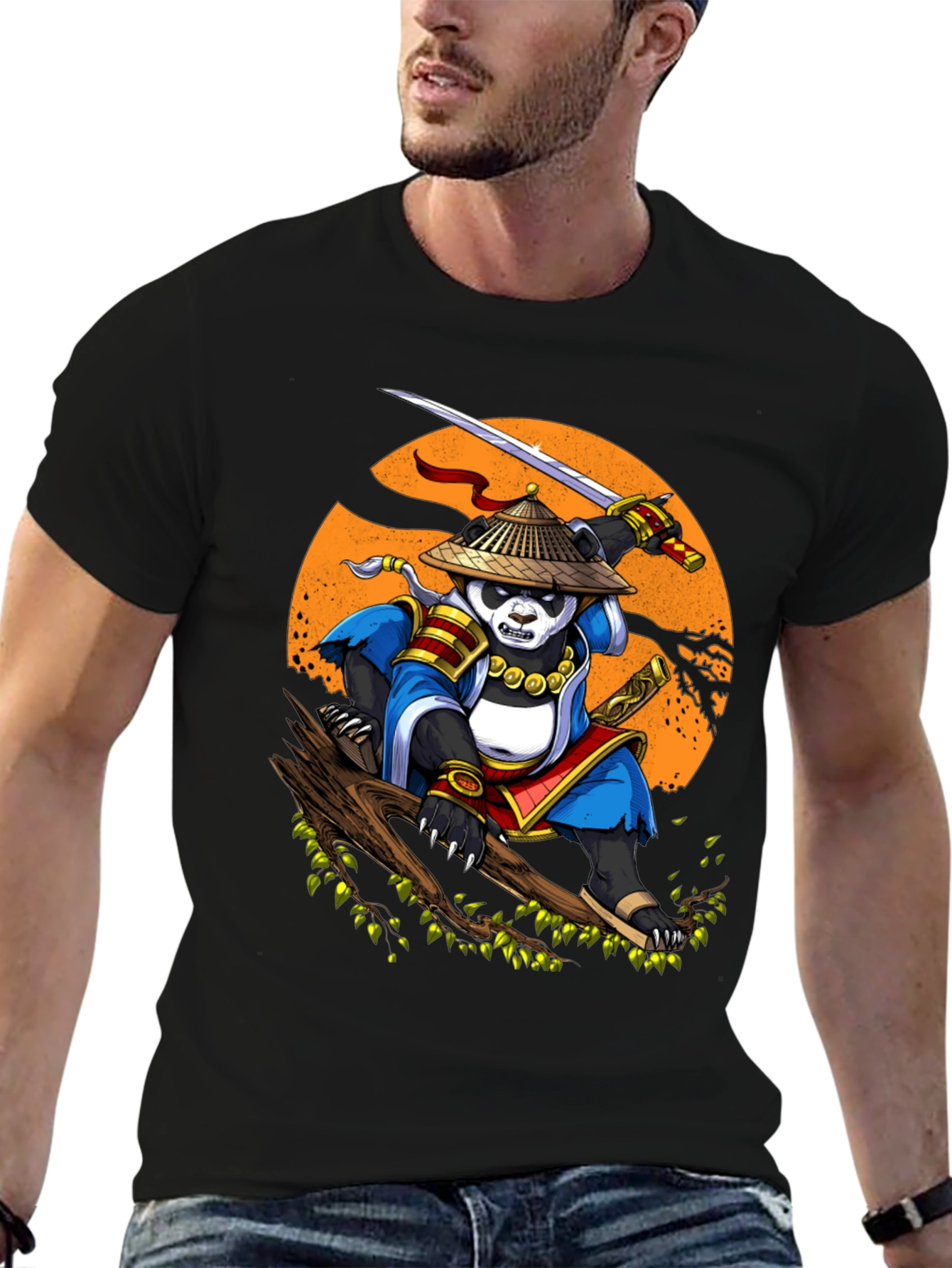 Panda Samurai T-Shirt - Martial Arts Panda Design