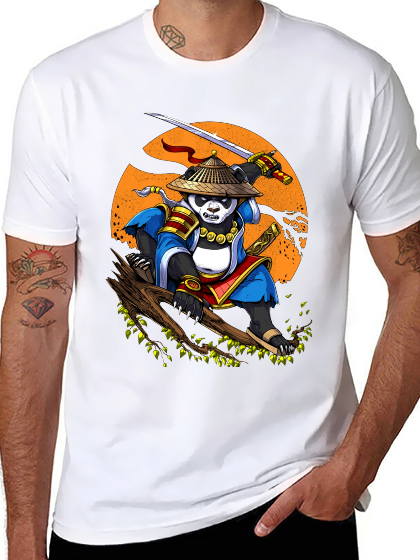 Panda Samurai T-Shirt - Martial Arts Panda Design