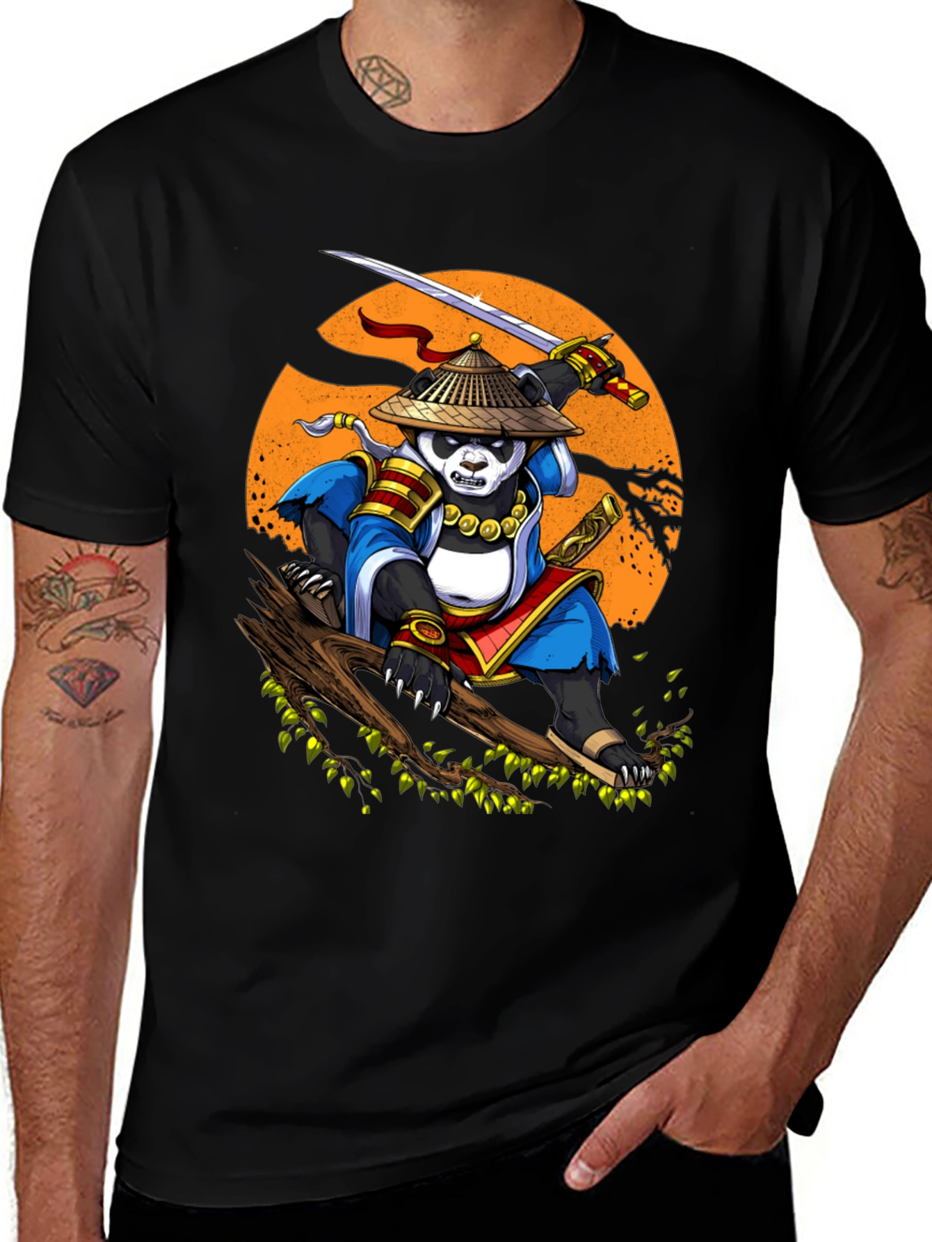 Panda Samurai T-Shirt - Martial Arts Panda Design