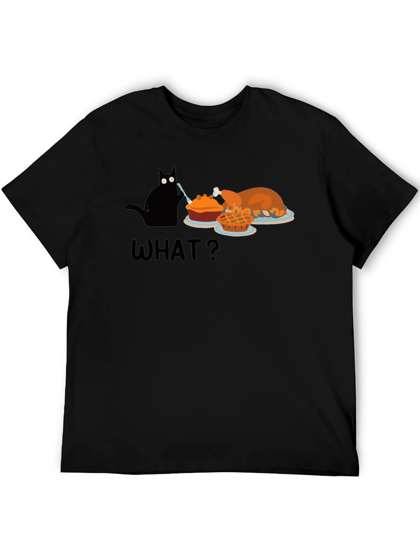 Thanksgiving Cat Humor T-Shirt - Black