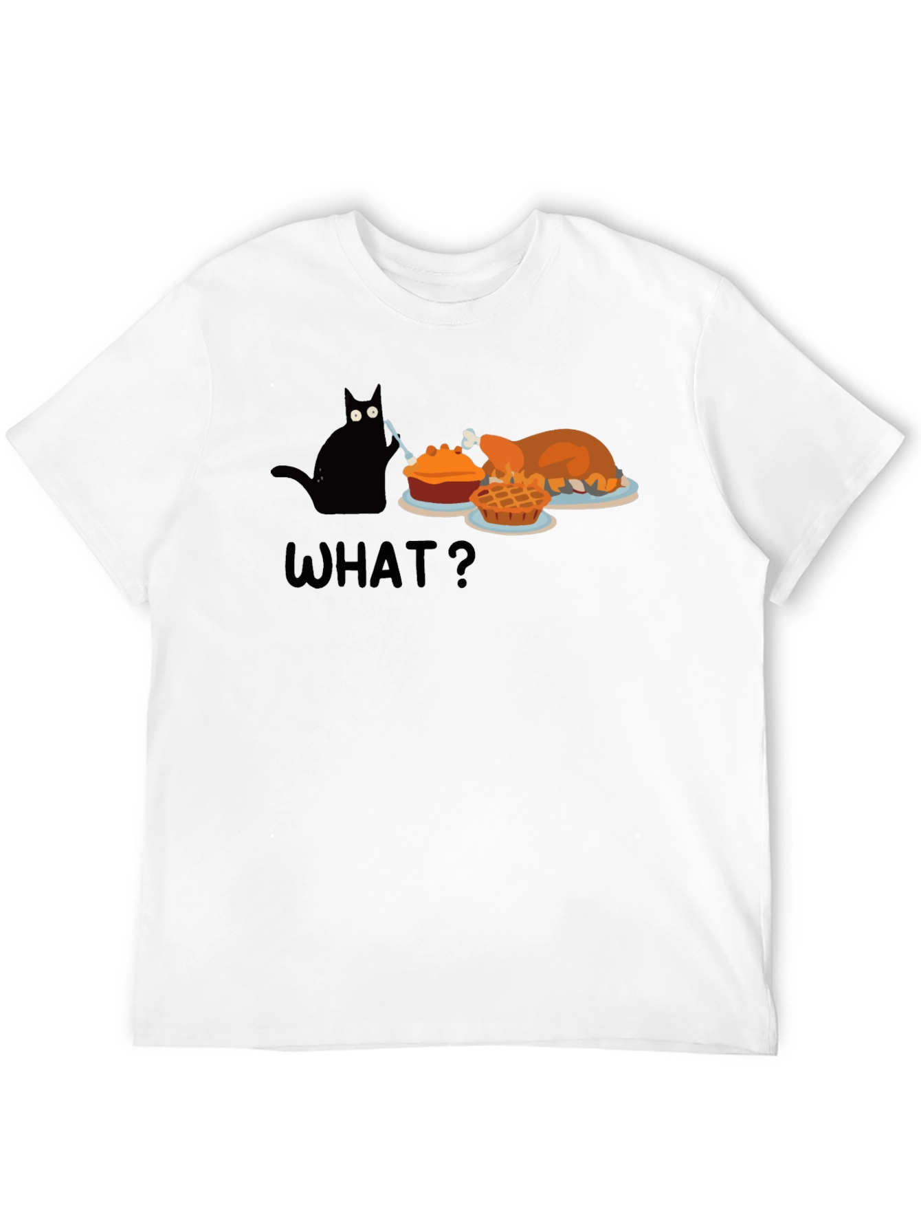 Thanksgiving Cat Humor T-Shirt - Black