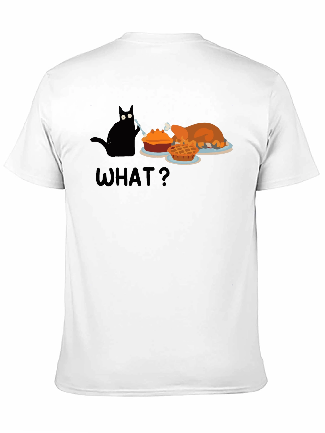 Thanksgiving Cat Humor T-Shirt - Black