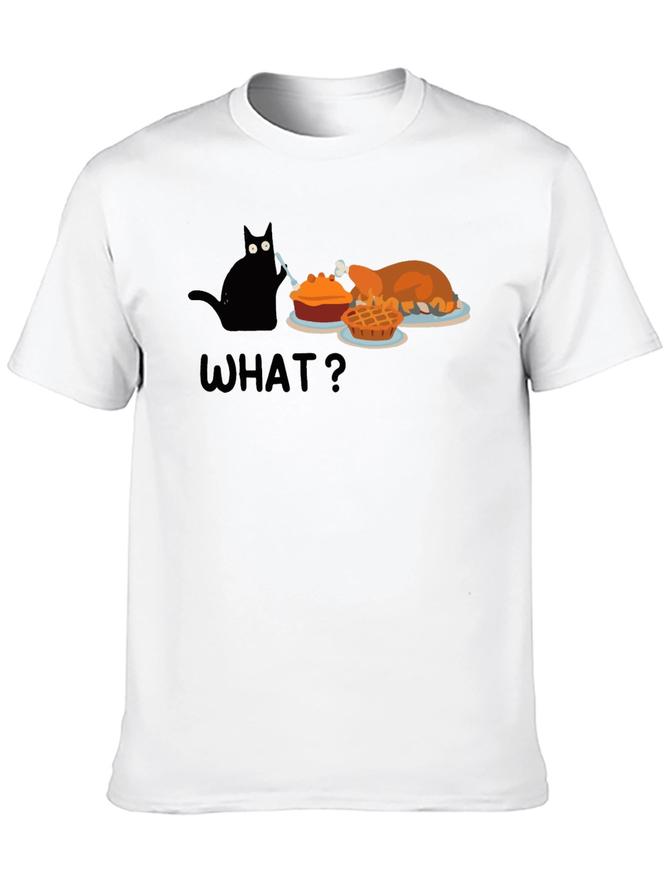 Thanksgiving Cat Humor T-Shirt - Black