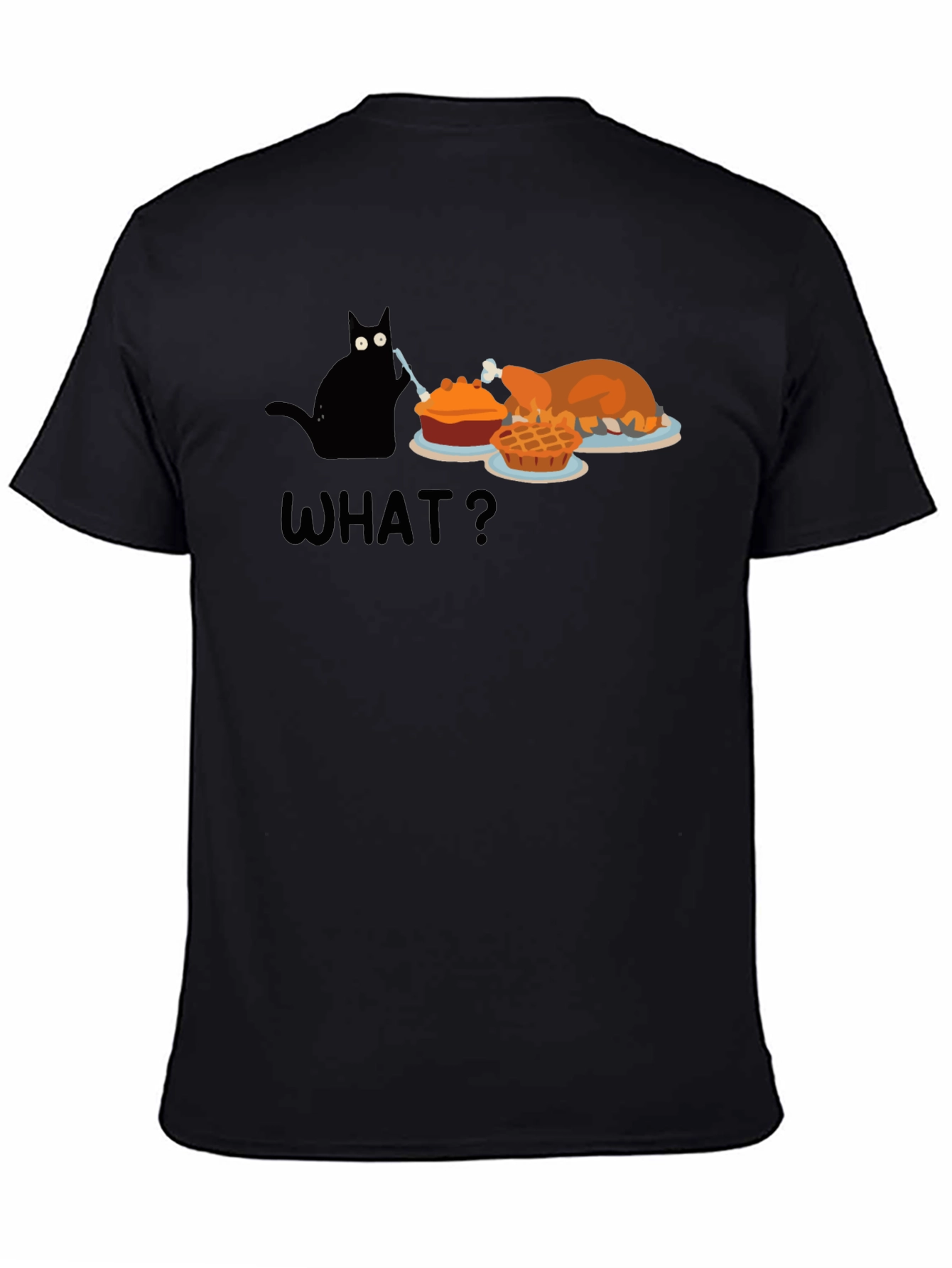 Thanksgiving Cat Humor T-Shirt - Black