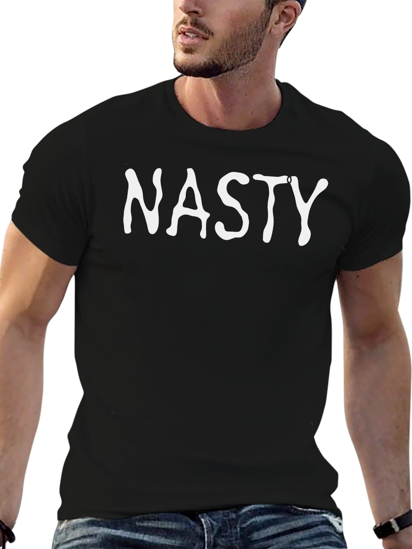 Nasty Tee - Black Cotton Graphic Print T-Shirt