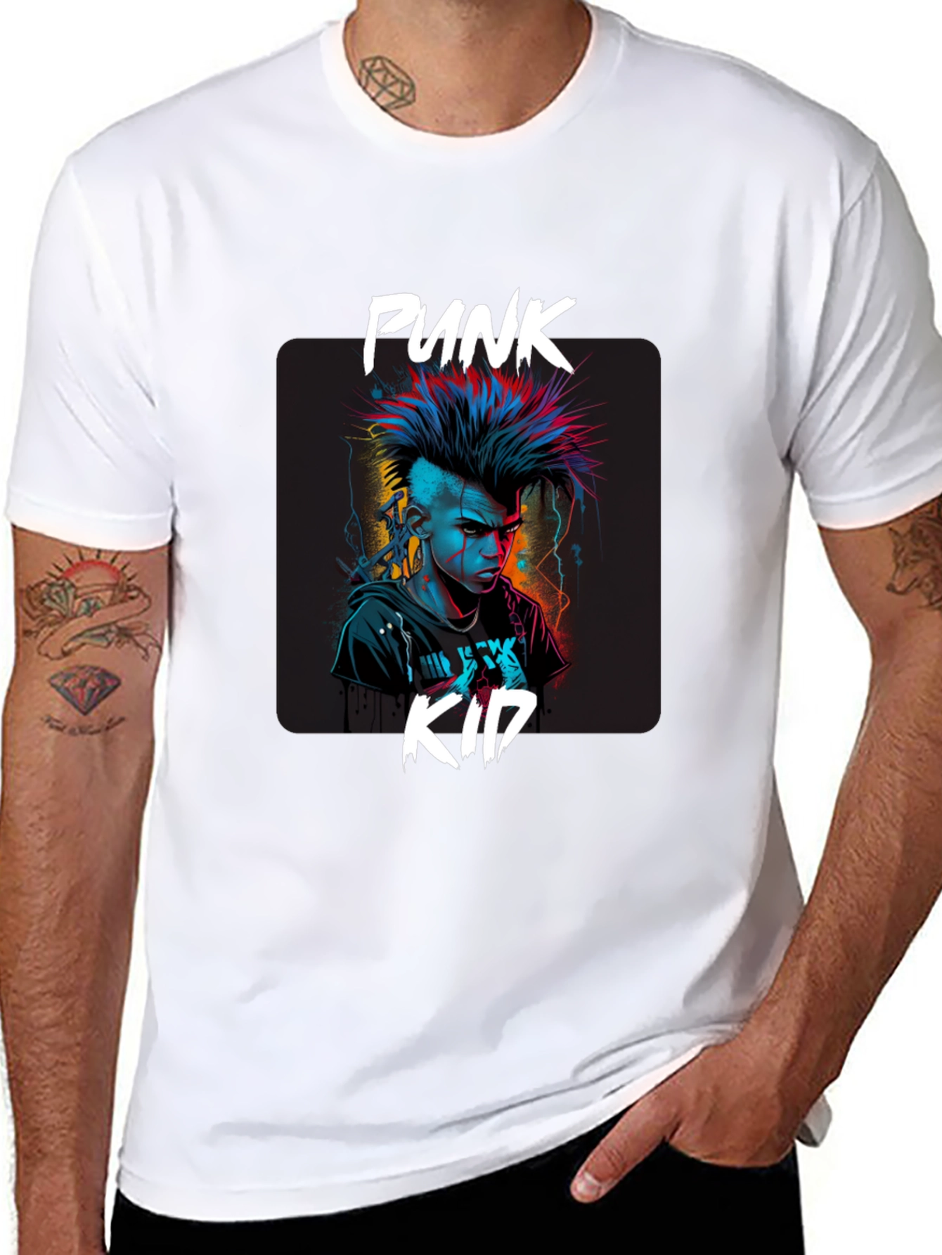 Punk Kid Graphic Tee - Edgy Black T-Shirt