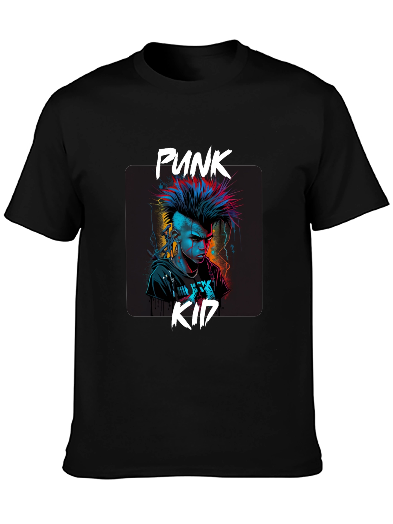 Punk Kid Graphic Tee - Edgy Black T-Shirt