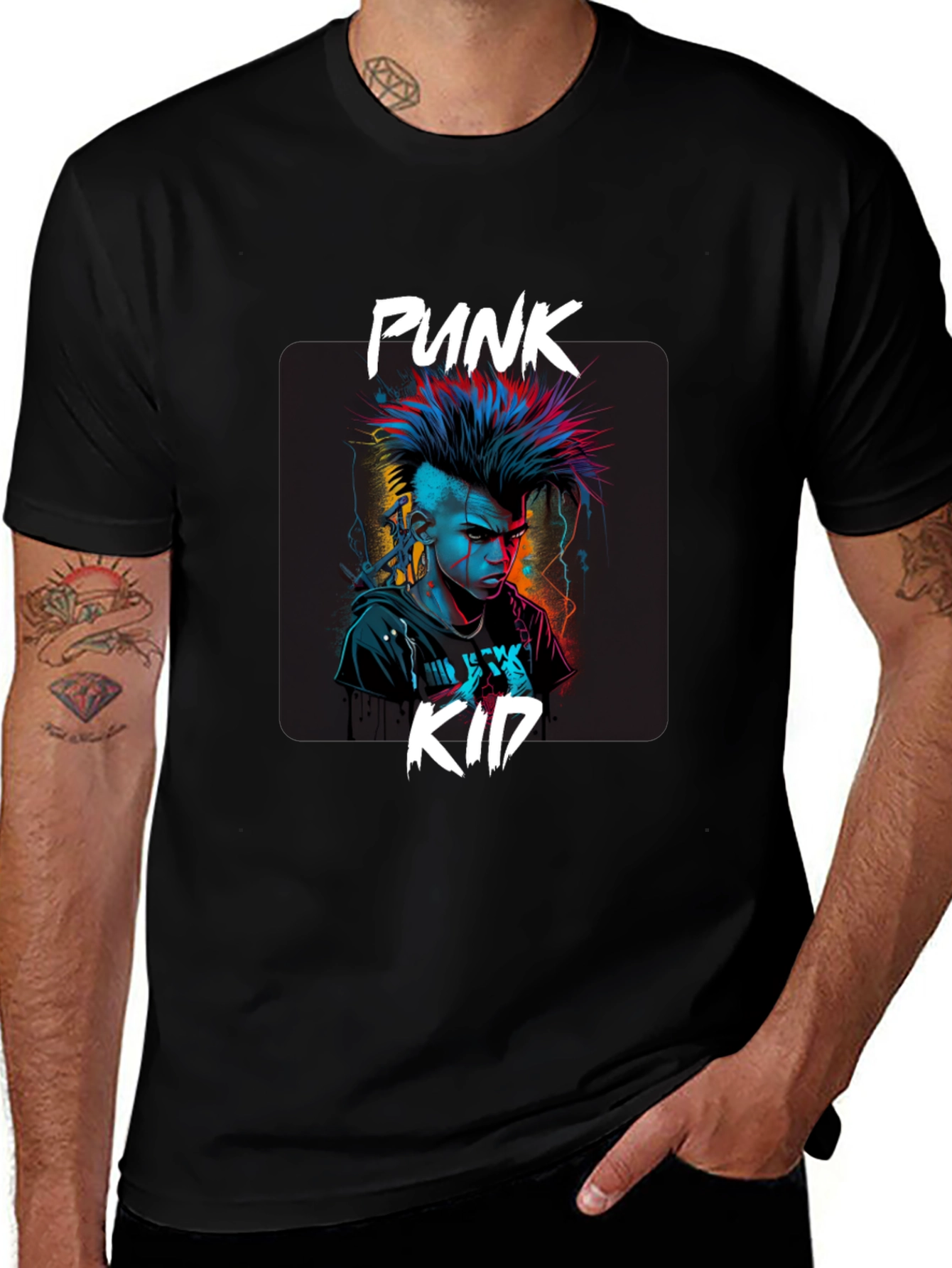 Punk Kid Graphic Tee - Edgy Black T-Shirt