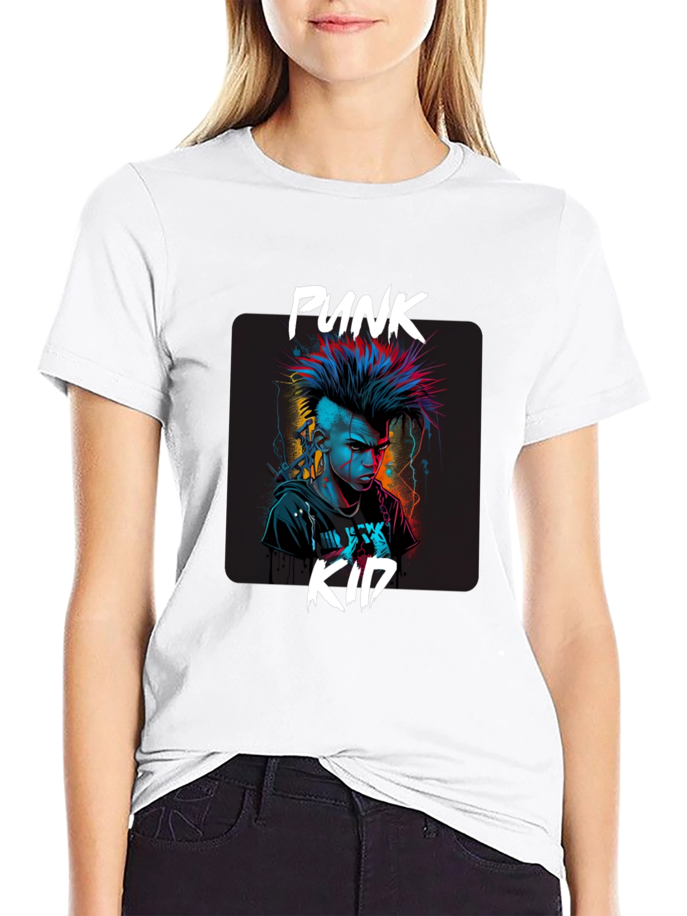 Punk Kid Graphic Tee - Edgy Black T-Shirt