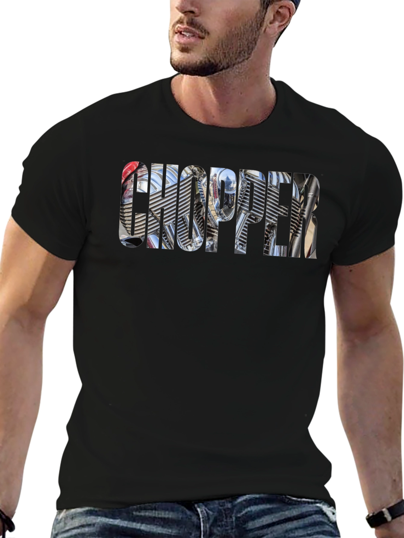 Chopper Motorcycle Engine Graphic T-Shirt