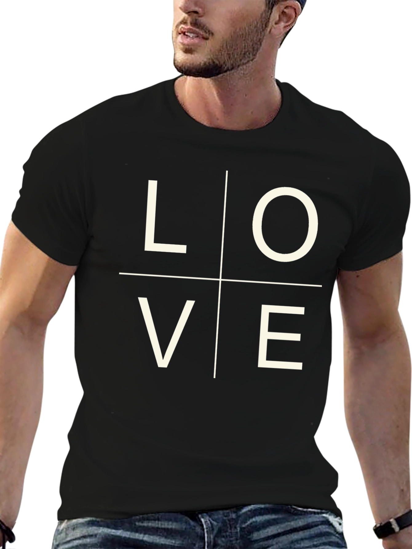 Love Grid Graphic Tee - Black Casual Shirt
