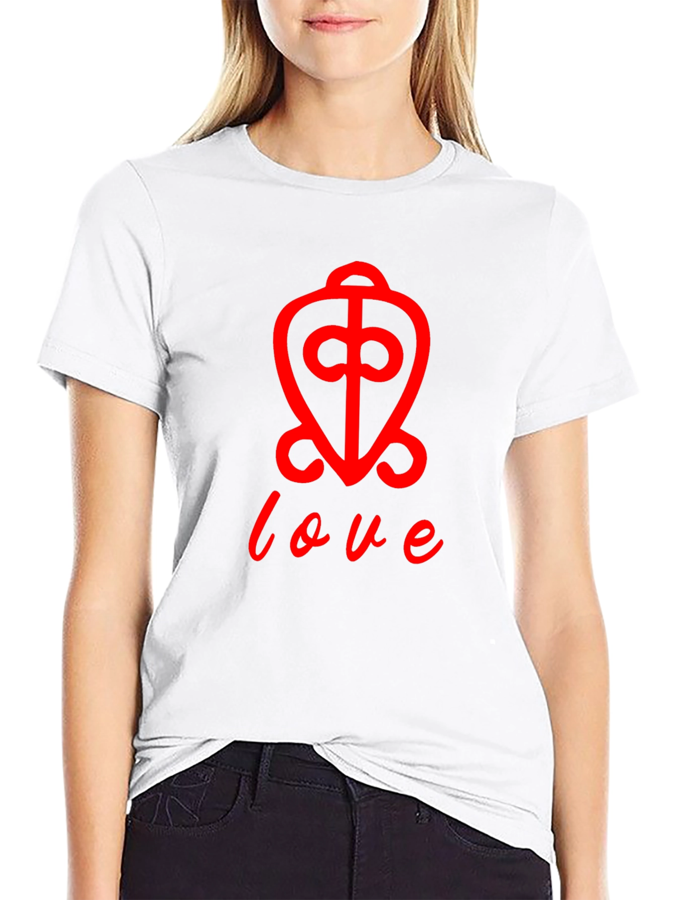 Love Symbol T-Shirt - Red Print on Black