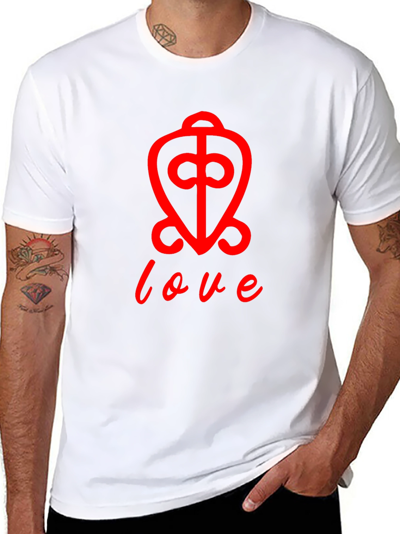 Love Symbol T-Shirt - Red Print on Black
