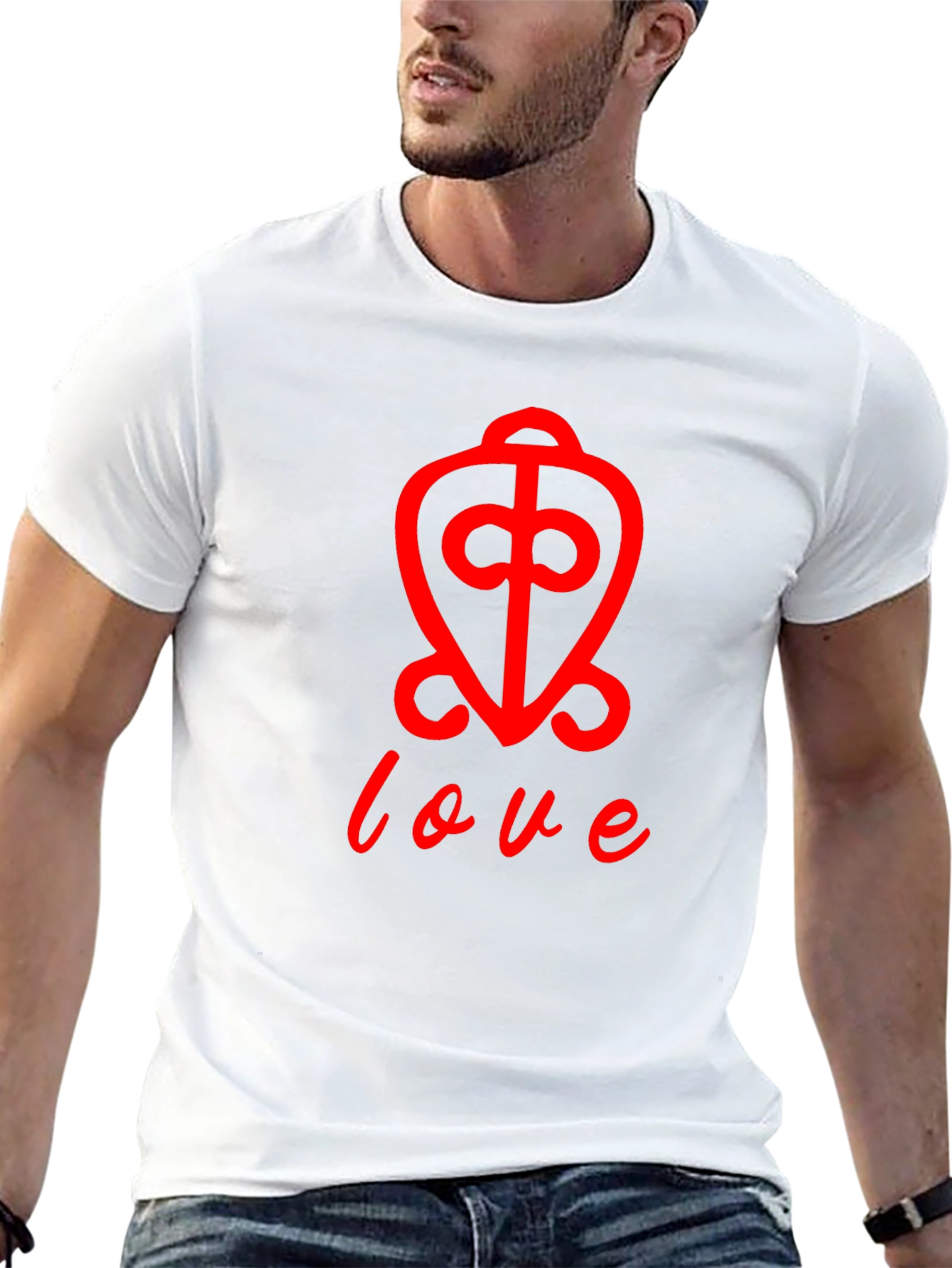 Love Symbol T-Shirt - Red Print on Black