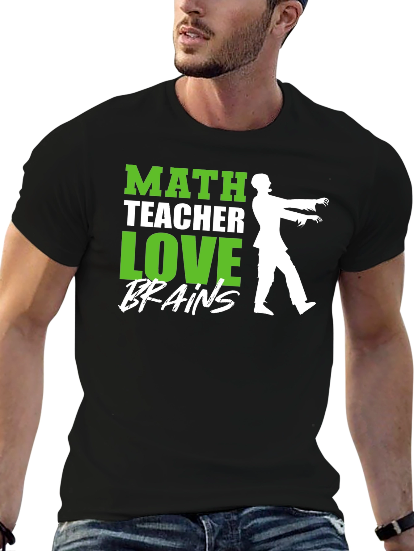 Math Teacher Zombie Brains Graphic T-Shirt