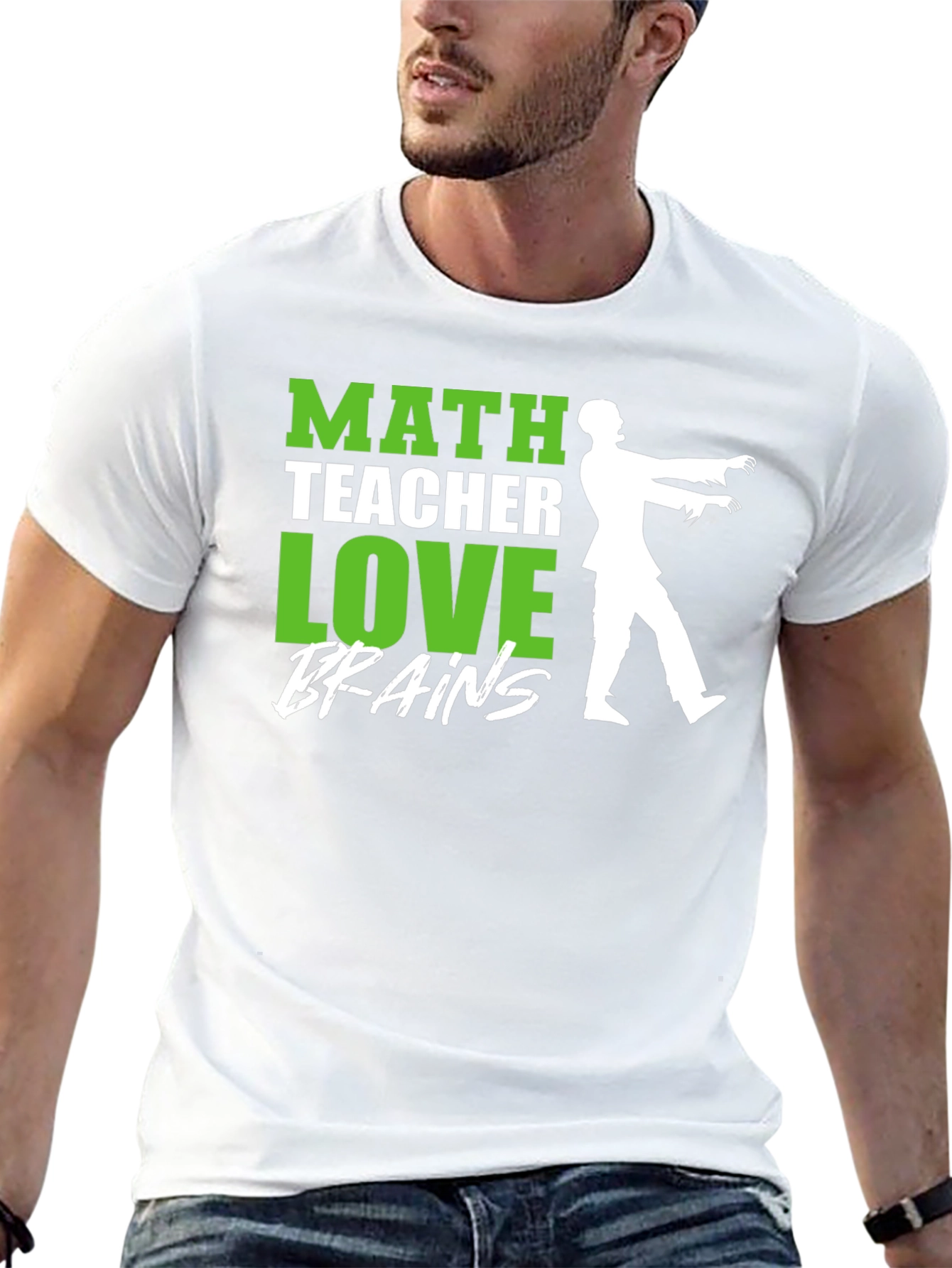 Math Teacher Zombie Brains Graphic T-Shirt