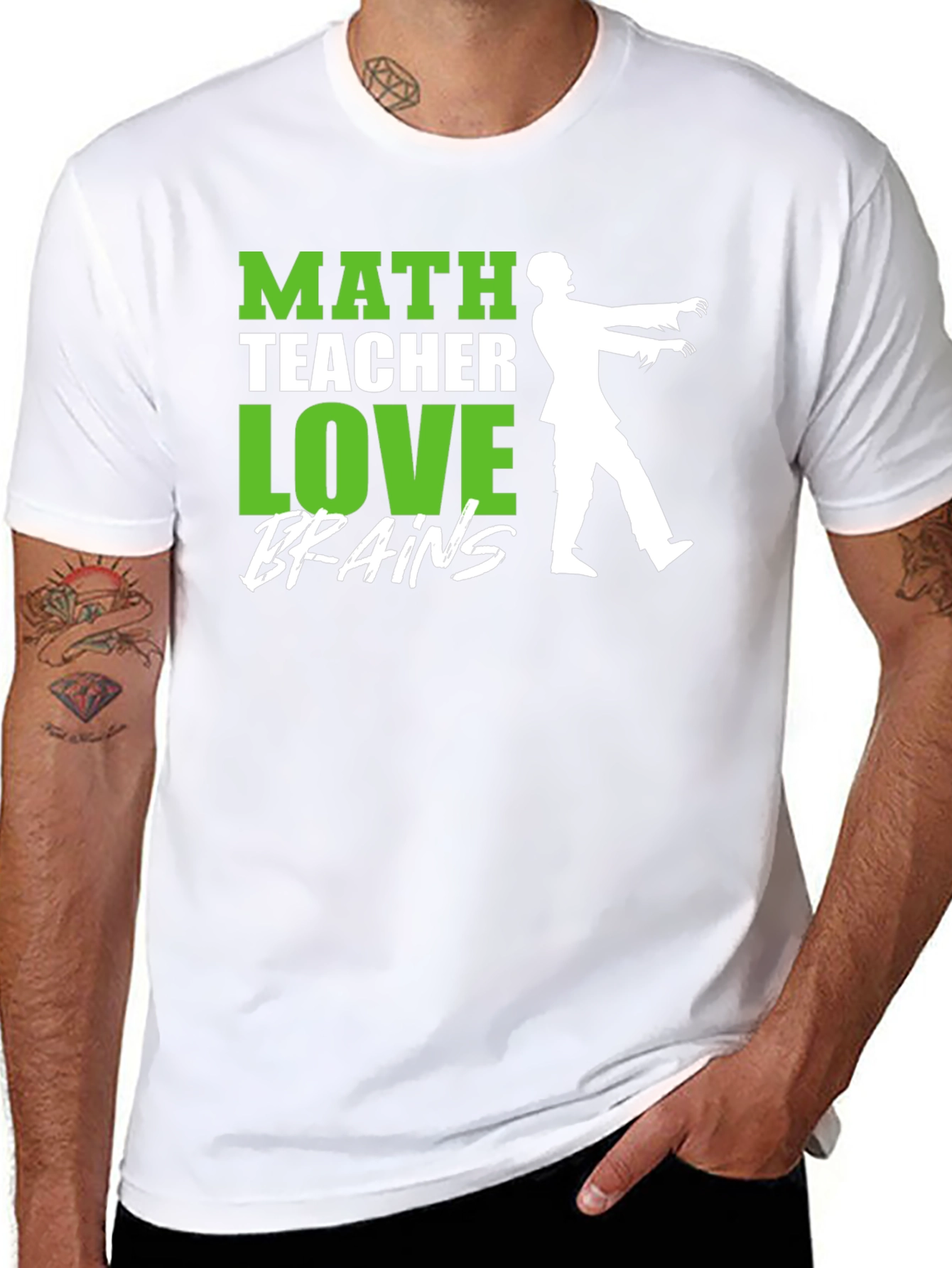 Math Teacher Zombie Brains Graphic T-Shirt
